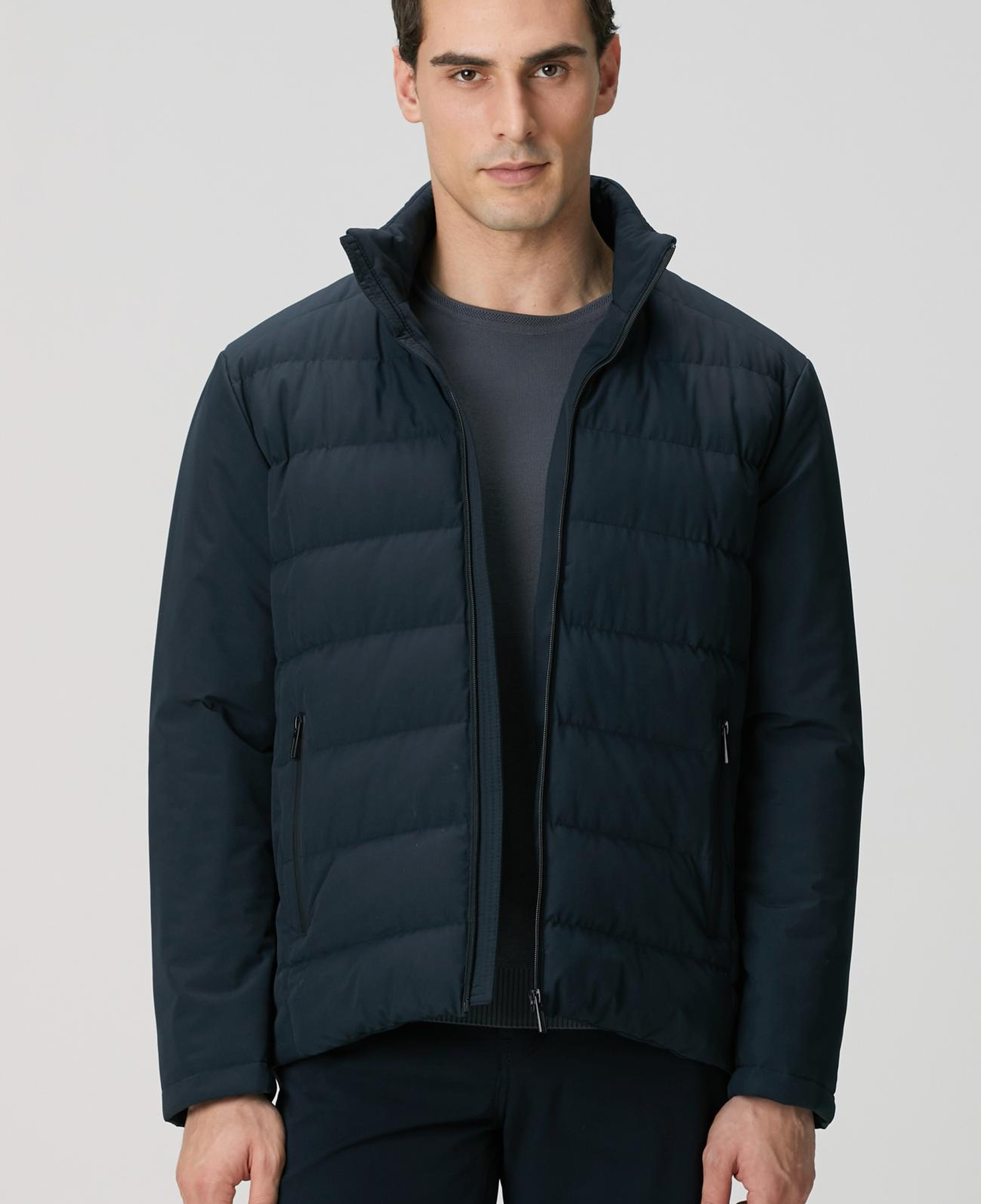 Network Erkek Lacivert Su Geçirmez Fermuarlı Casual Kaban