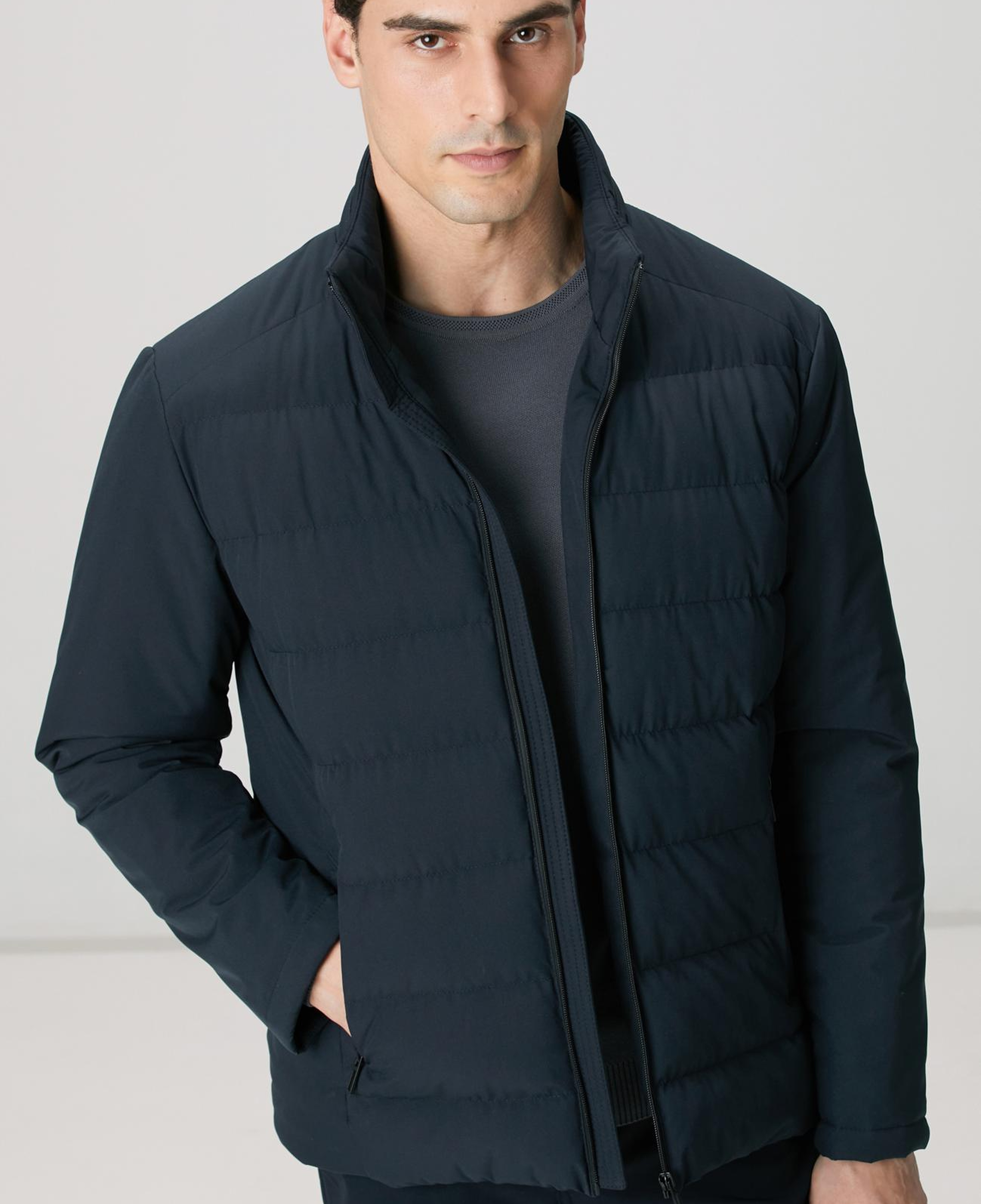 Network Erkek Lacivert Su Geçirmez Fermuarlı Casual Kaban