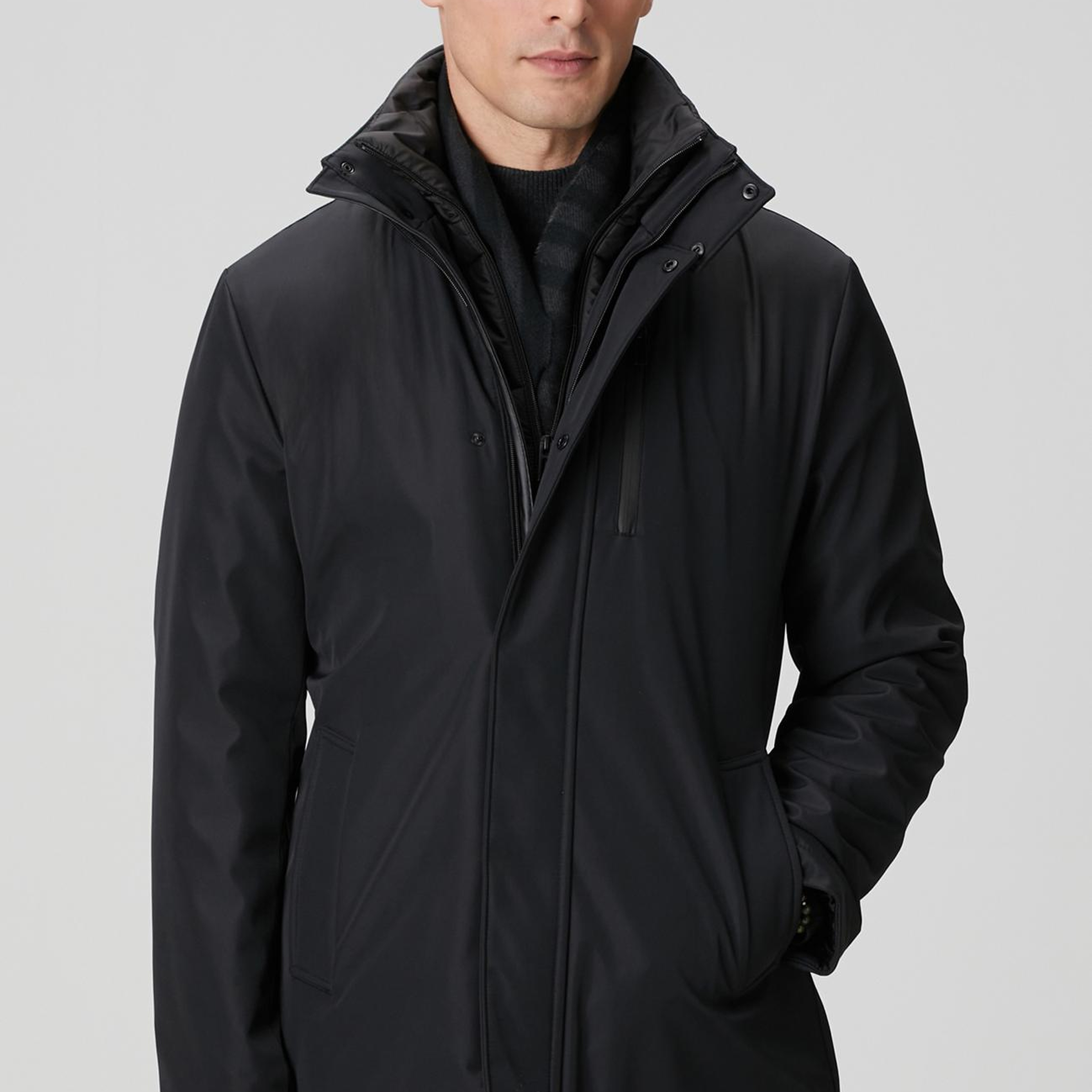 Network Erkek Siyah Dik Yaka Casual Kaban