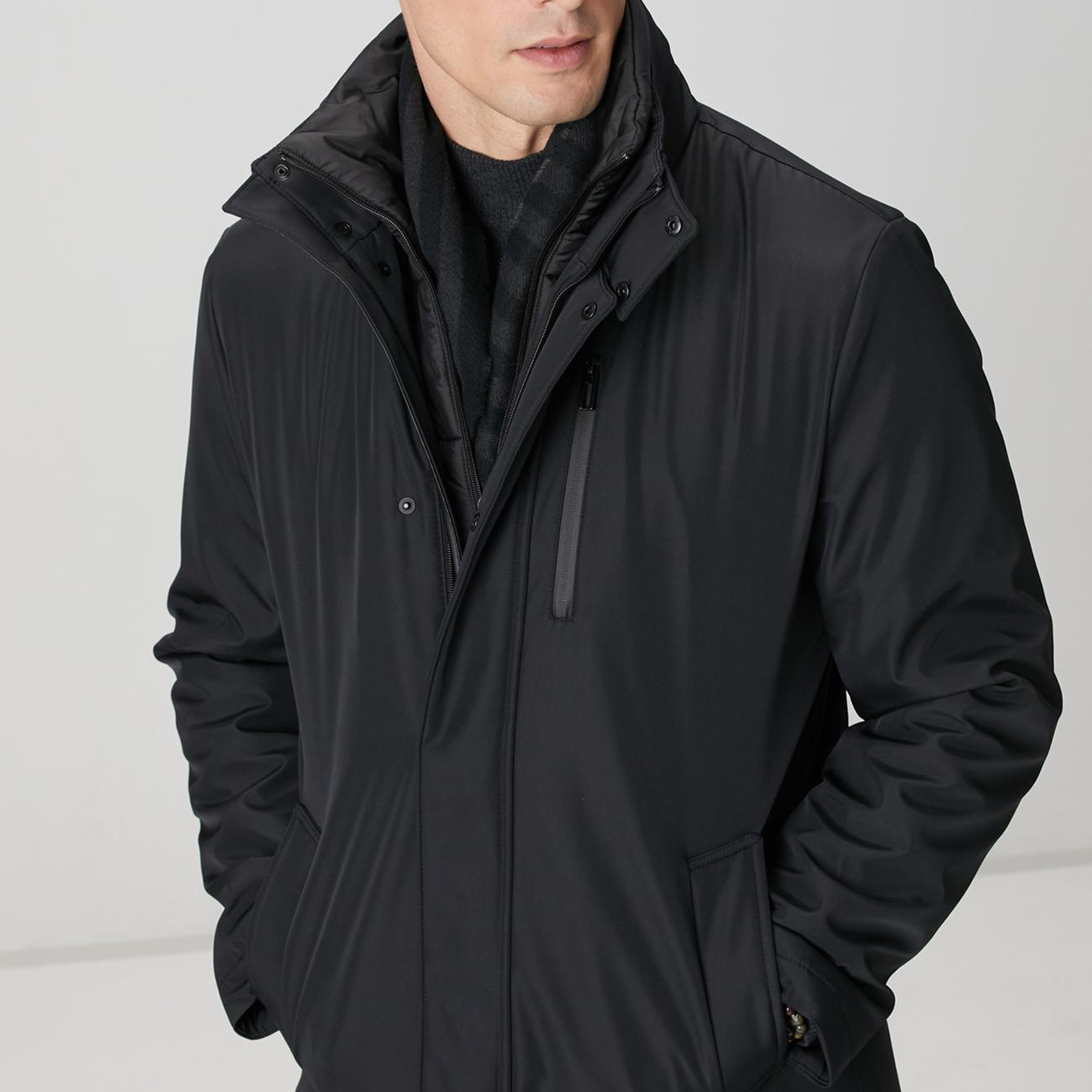 Network Erkek Siyah Dik Yaka Casual Kaban