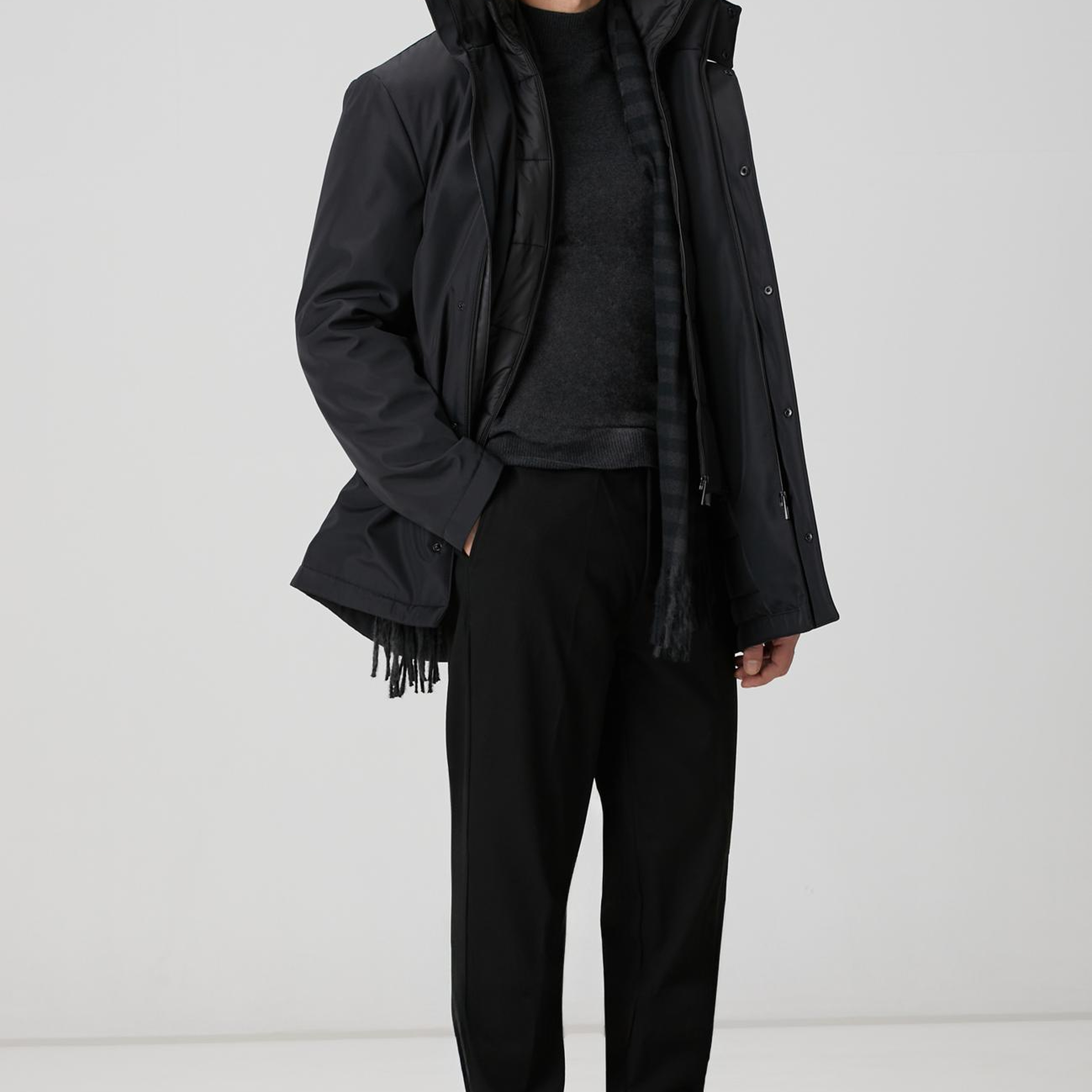 Network Erkek Siyah Dik Yaka Casual Kaban