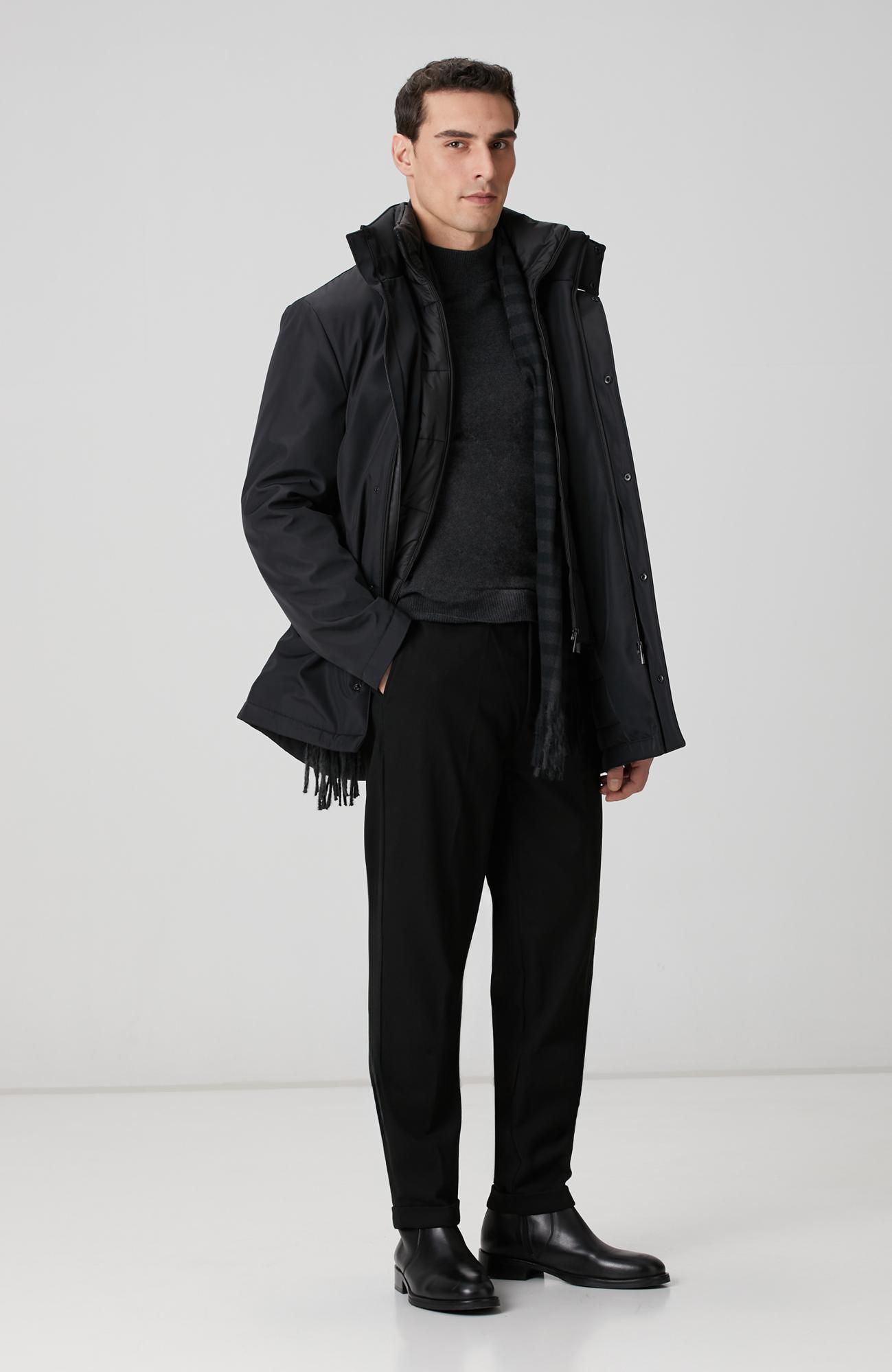 Network Erkek Siyah Dik Yaka Casual Kaban