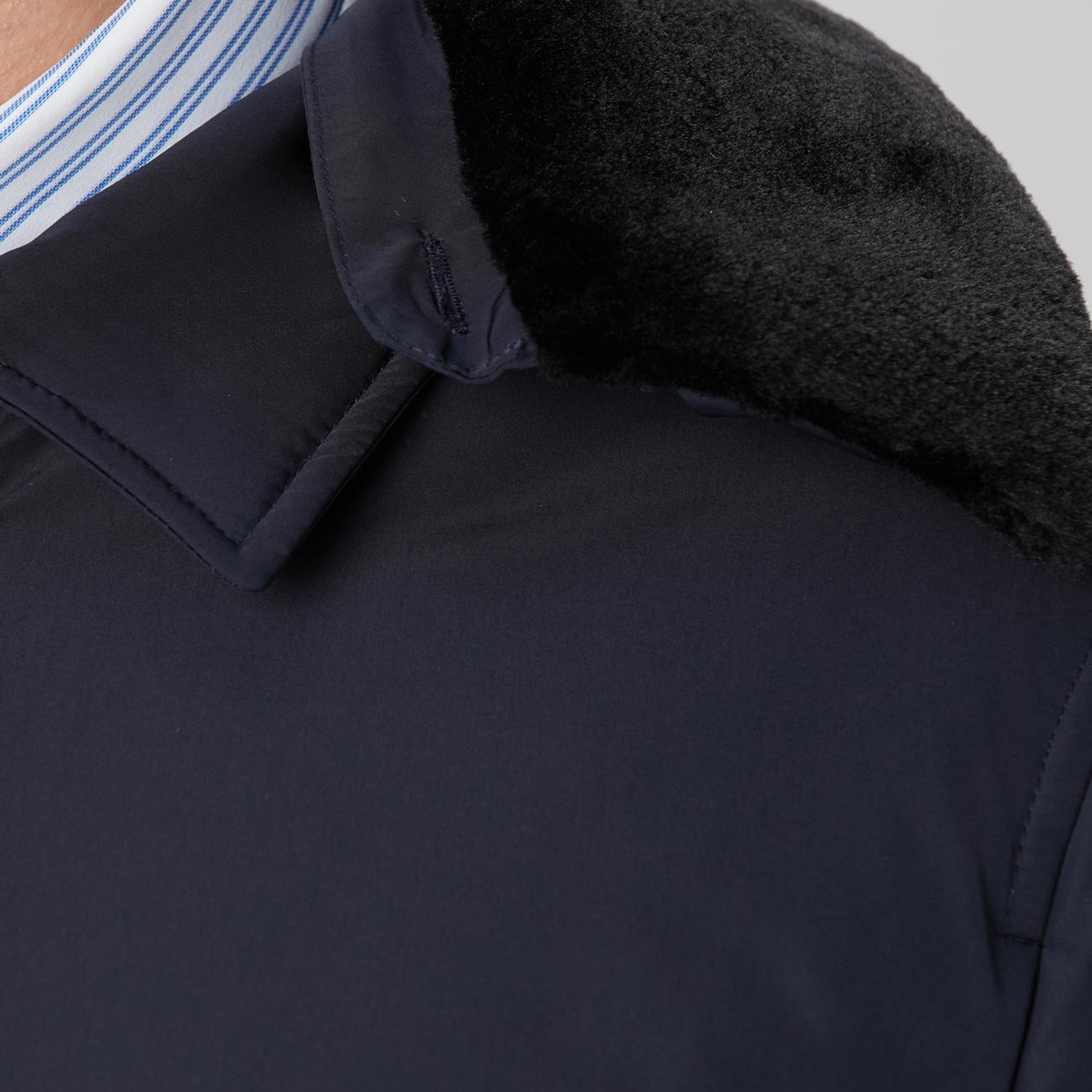 Network Erkek Lacivert Yakası Kürk Detaylı Mont