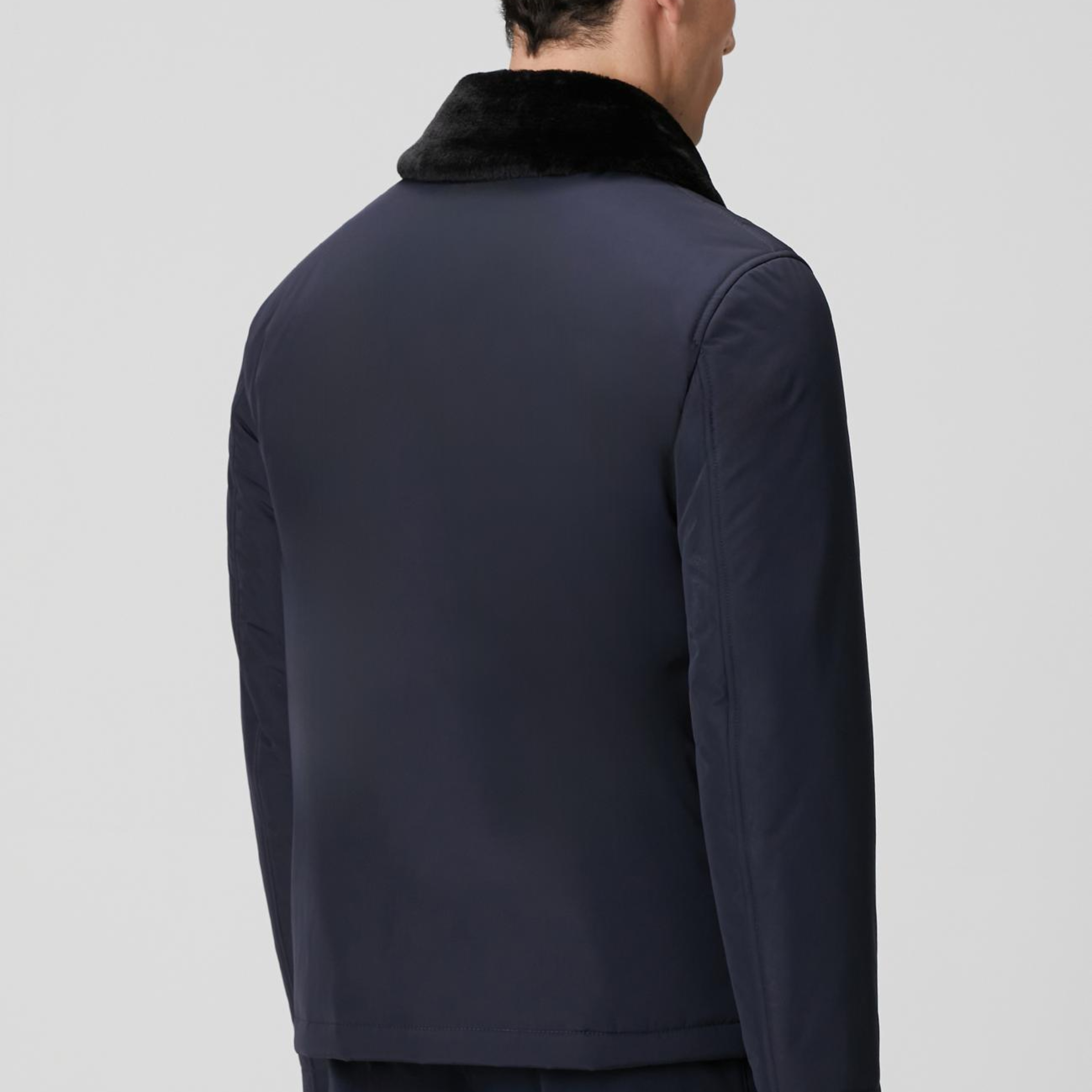 Network Erkek Lacivert Yakası Kürk Detaylı Mont