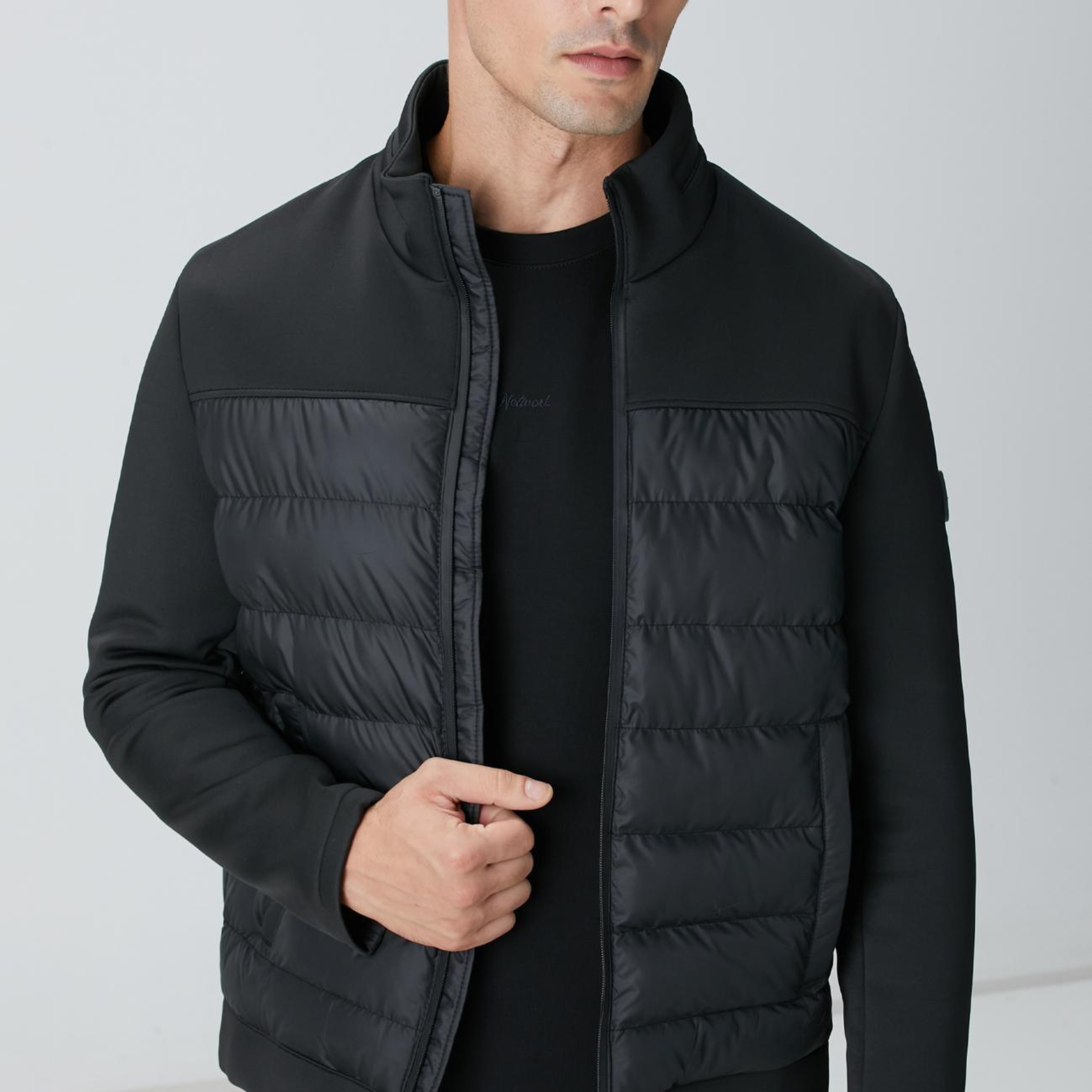 Network Erkek Siyah Scuba Garnili Kapitoneli Mont