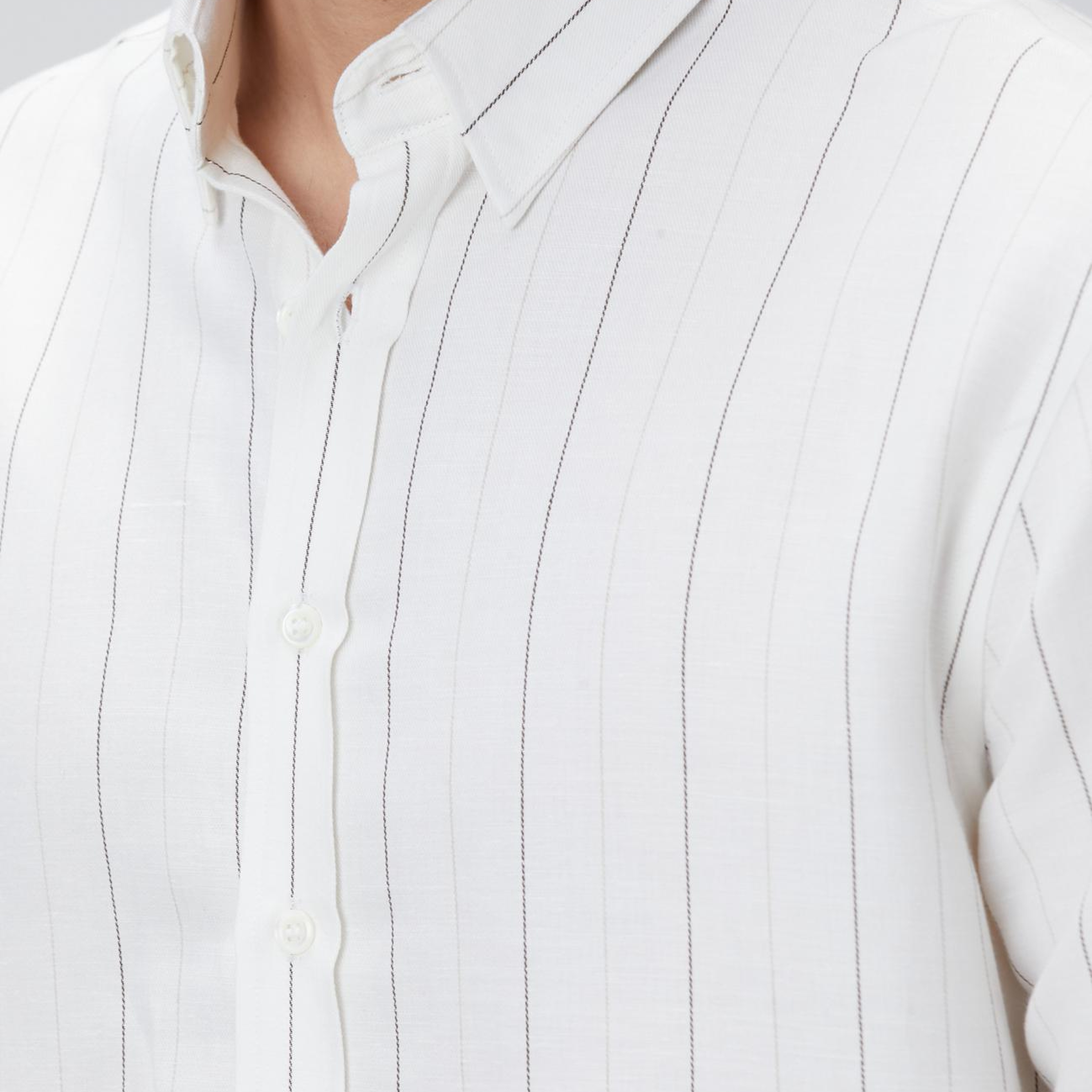 Network Erkek Beyaz Çizgi Desenli Gömlek