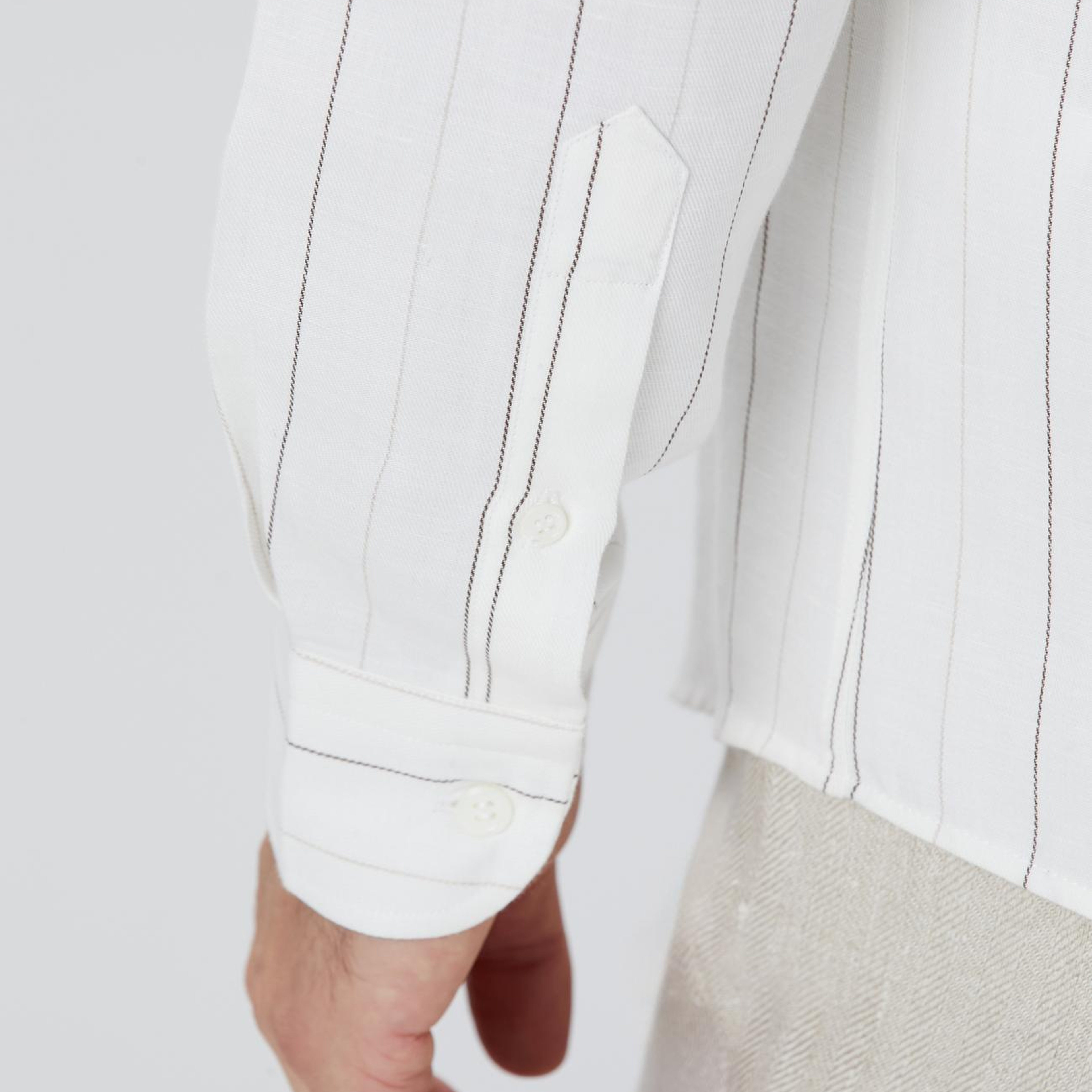 Network Erkek Beyaz Çizgi Desenli Gömlek