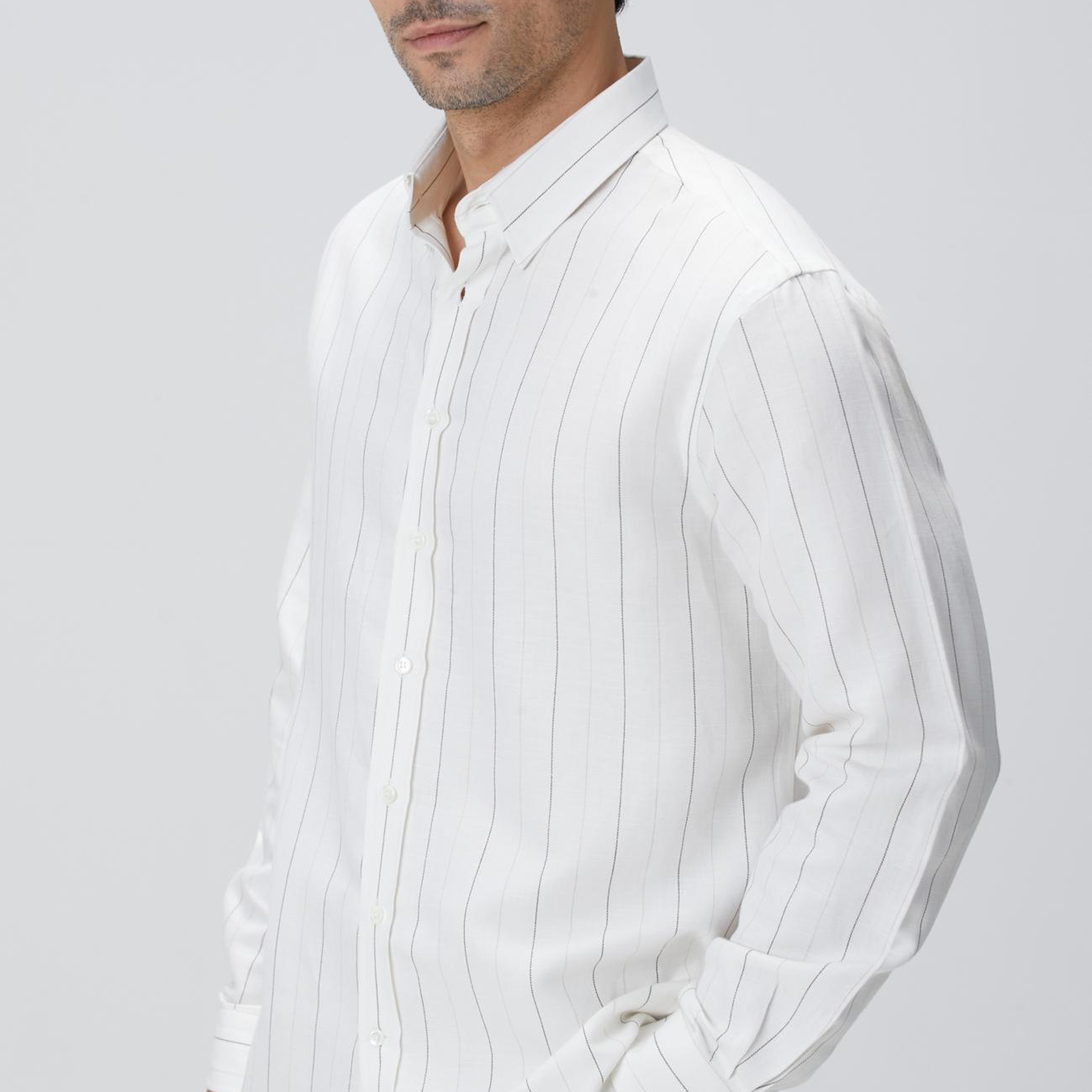 Network Erkek Beyaz Çizgi Desenli Gömlek