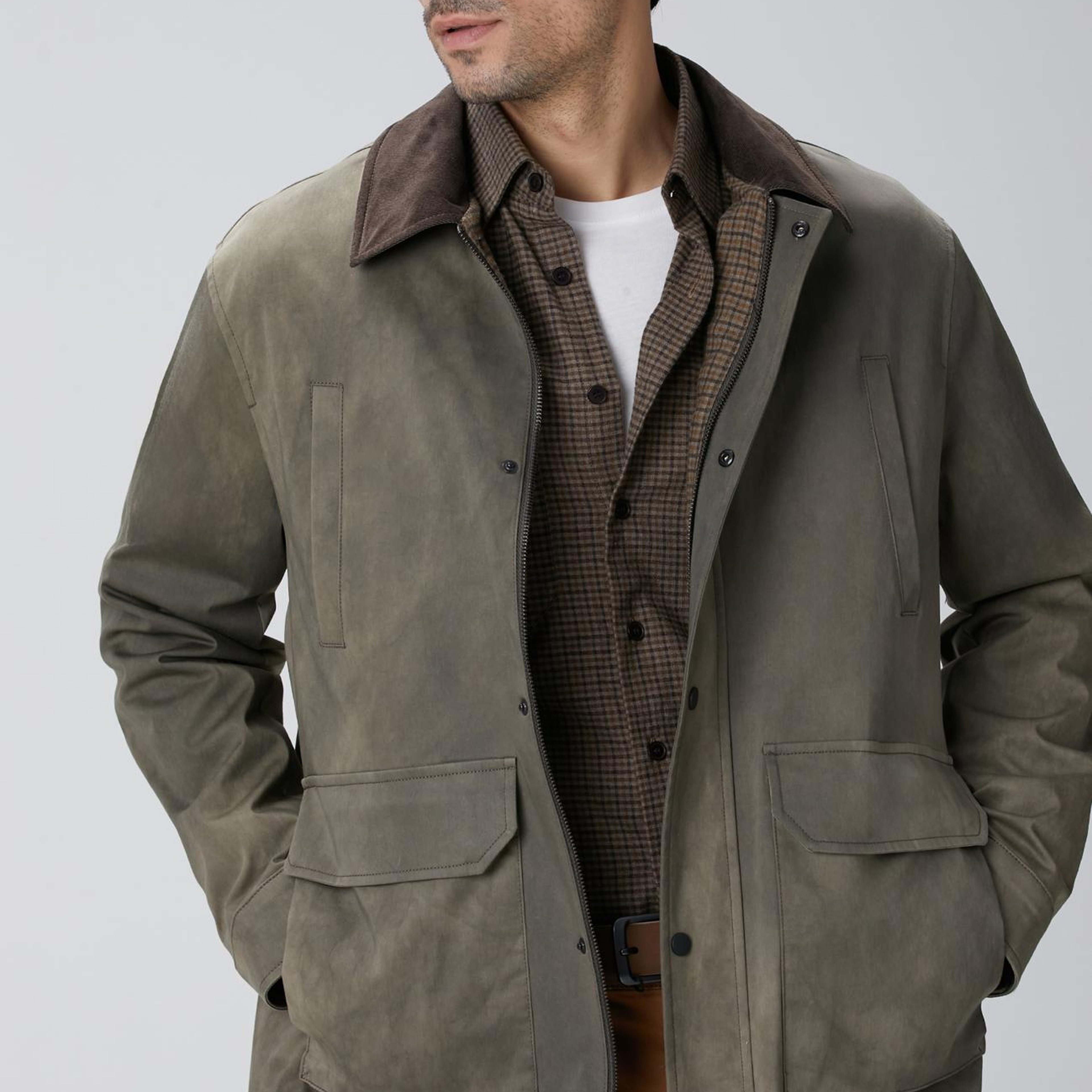 Network Erkek Haki Batik Desenli Coat Ceket