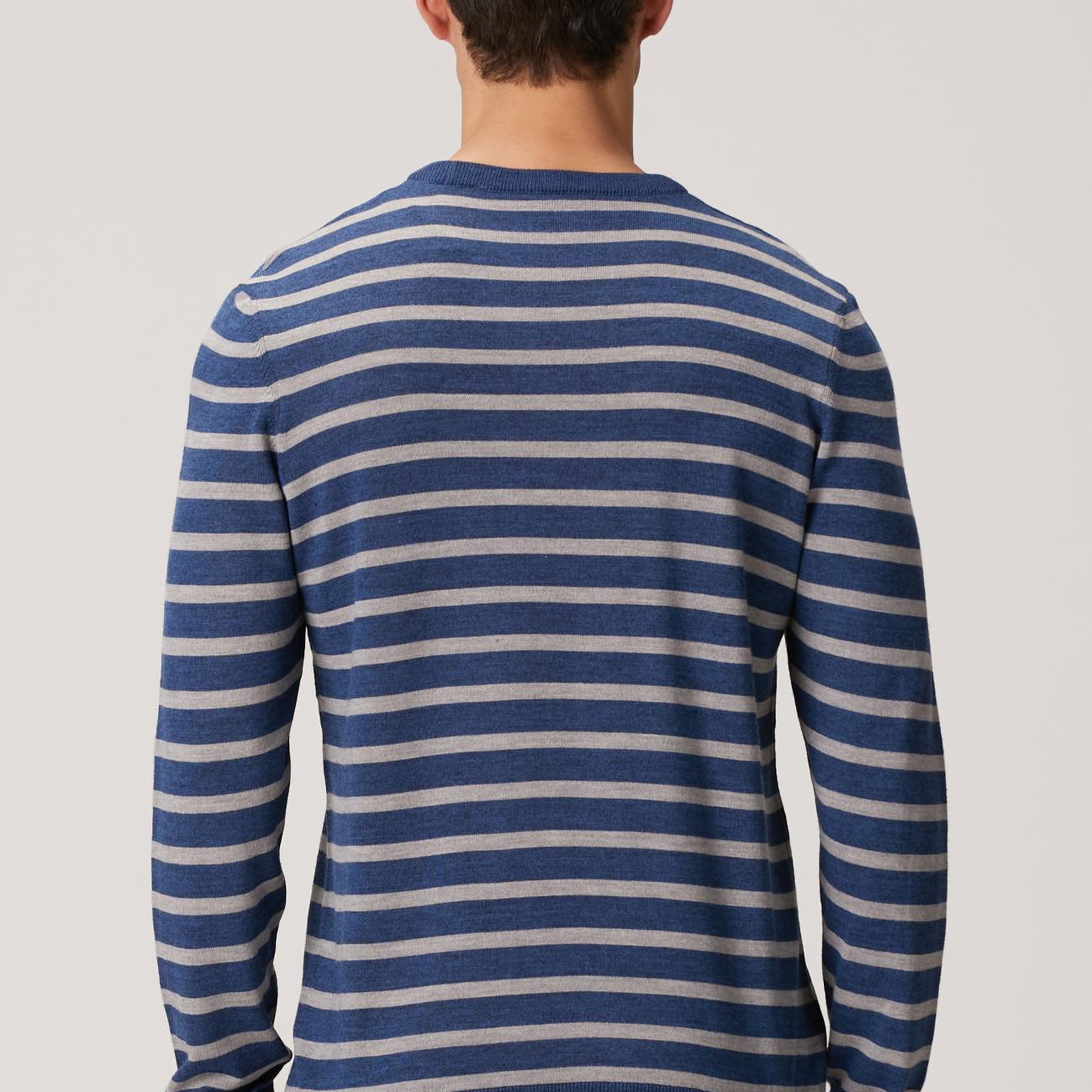 Network Erkek Indigo Çizgili Triko Kazak