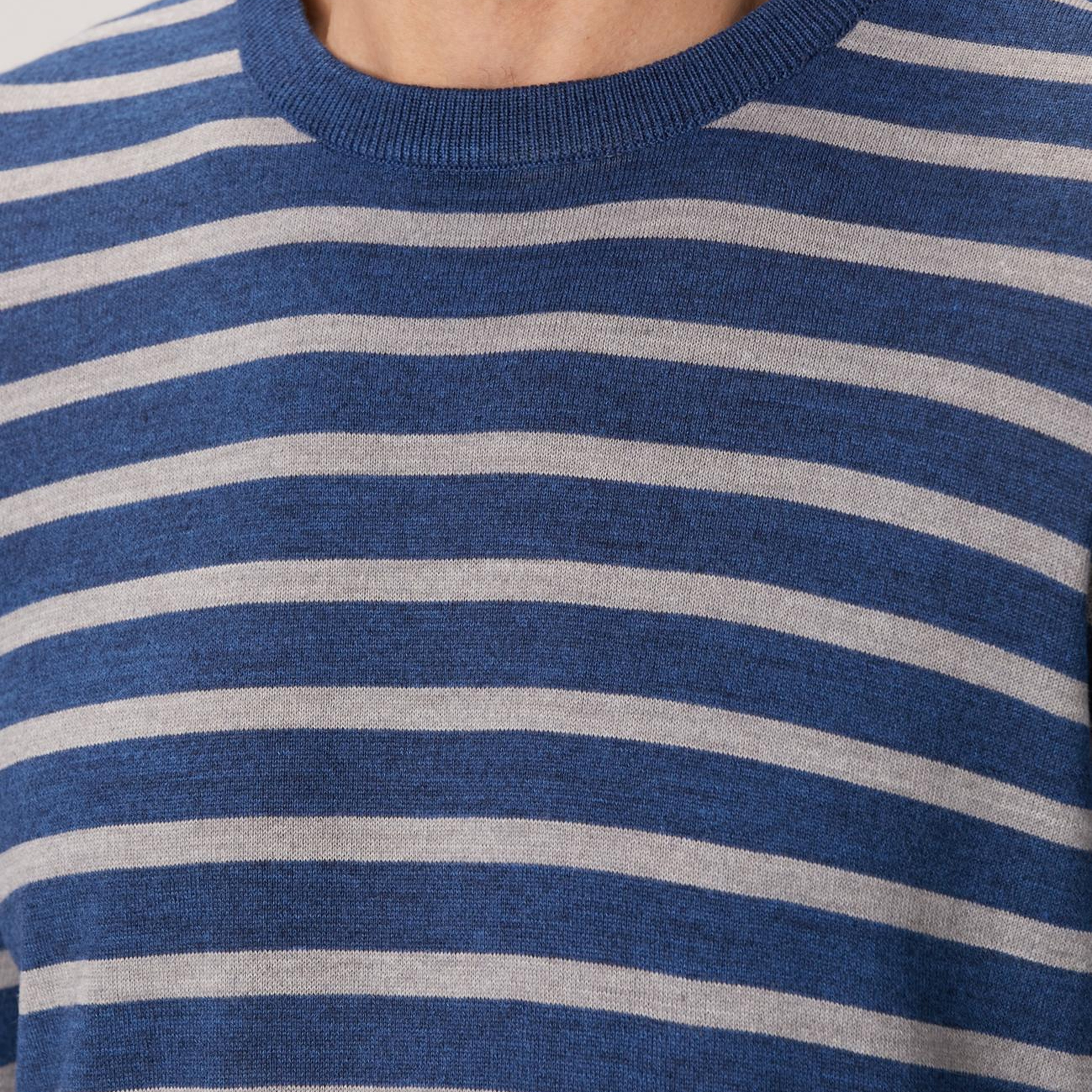 Network Erkek Indigo Çizgili Triko Kazak
