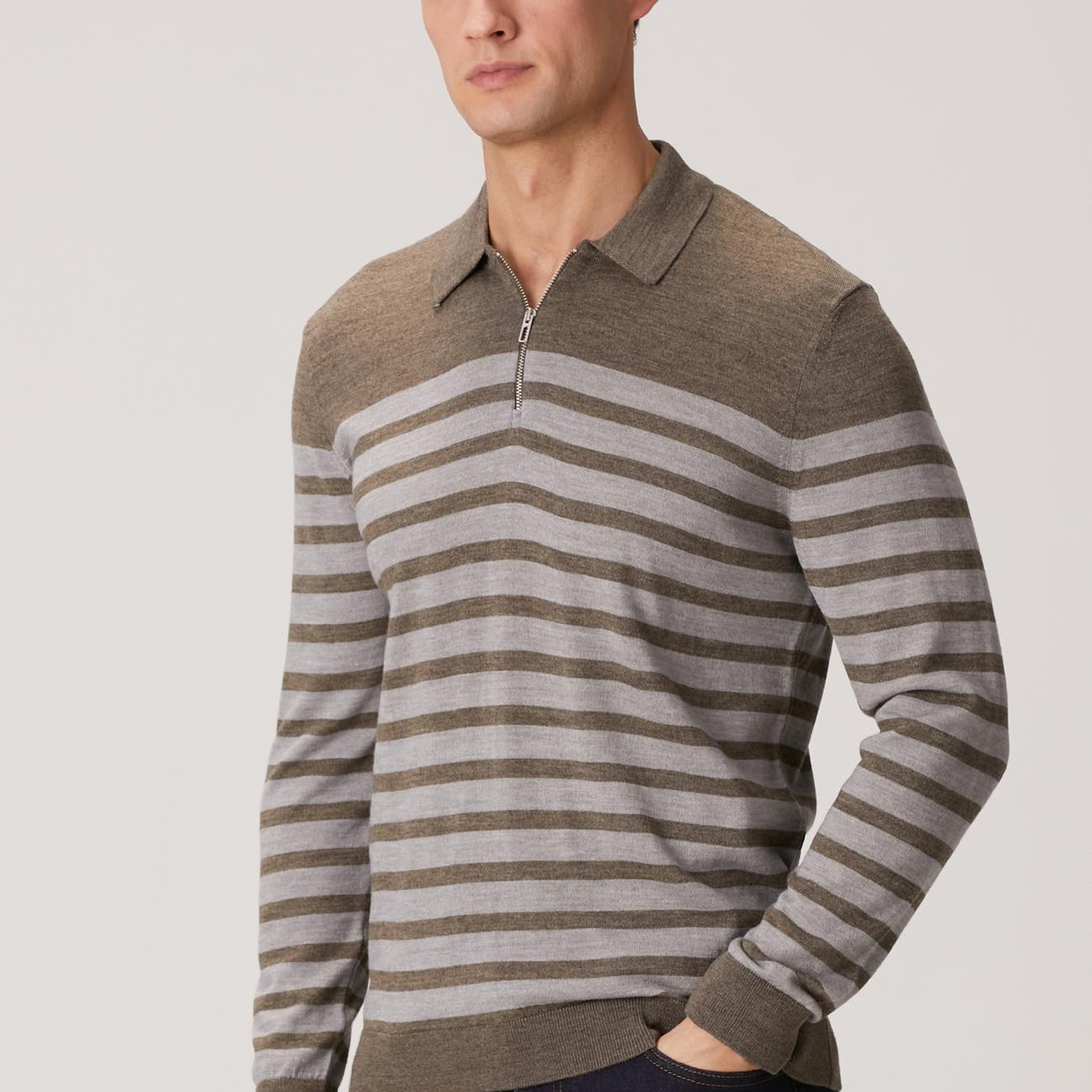 Network Erkek Kahverengi Çizgili Triko Kazak