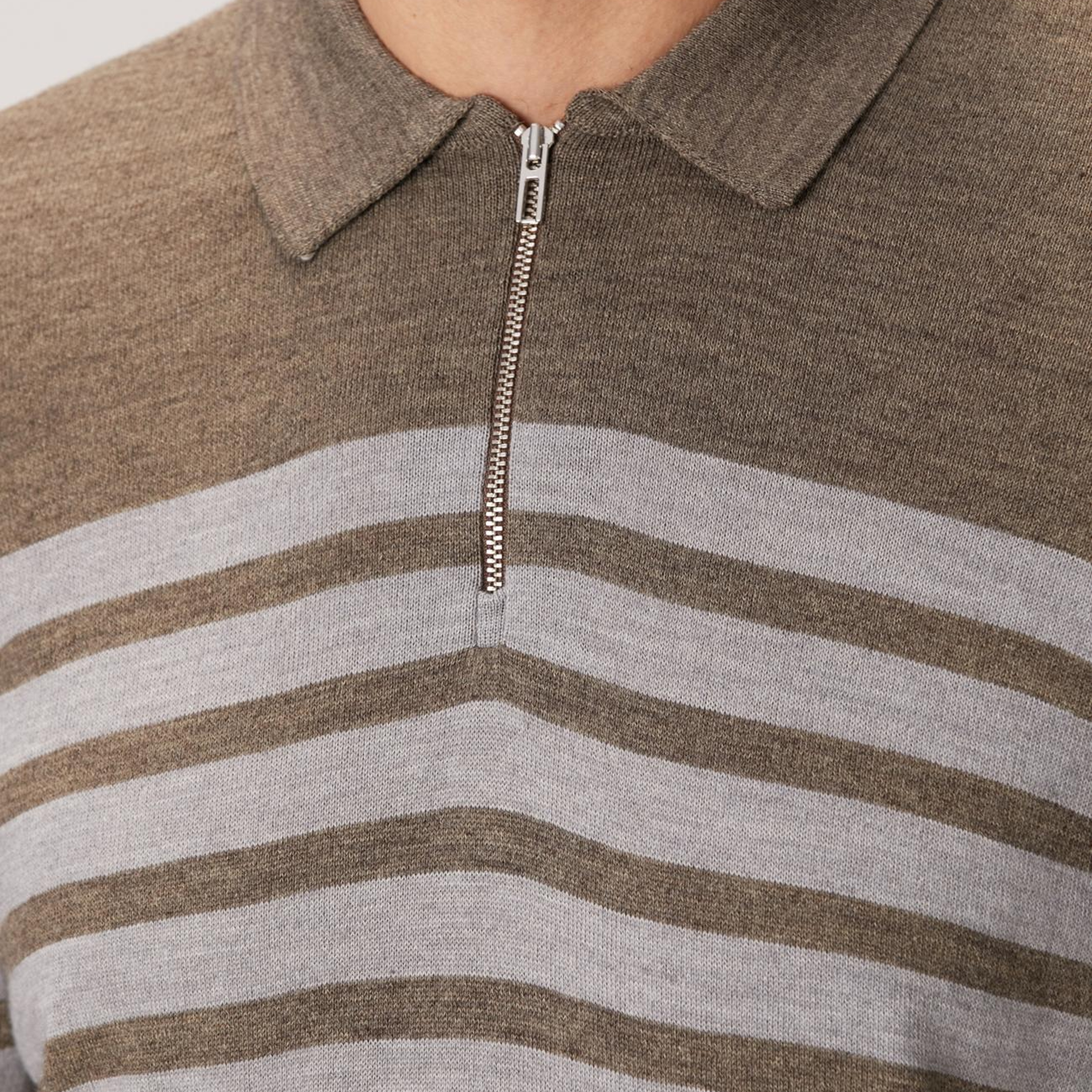 Network Erkek Kahverengi Çizgili Triko Kazak