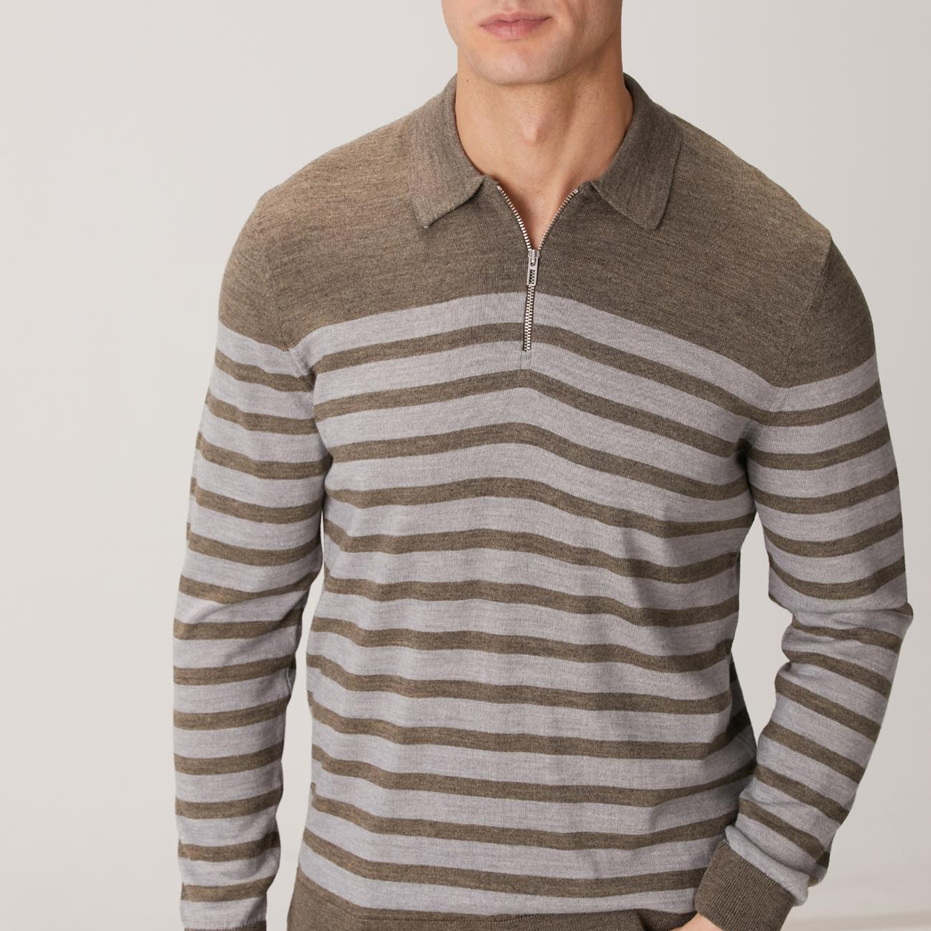 Network Erkek Kahverengi Çizgili Triko Kazak