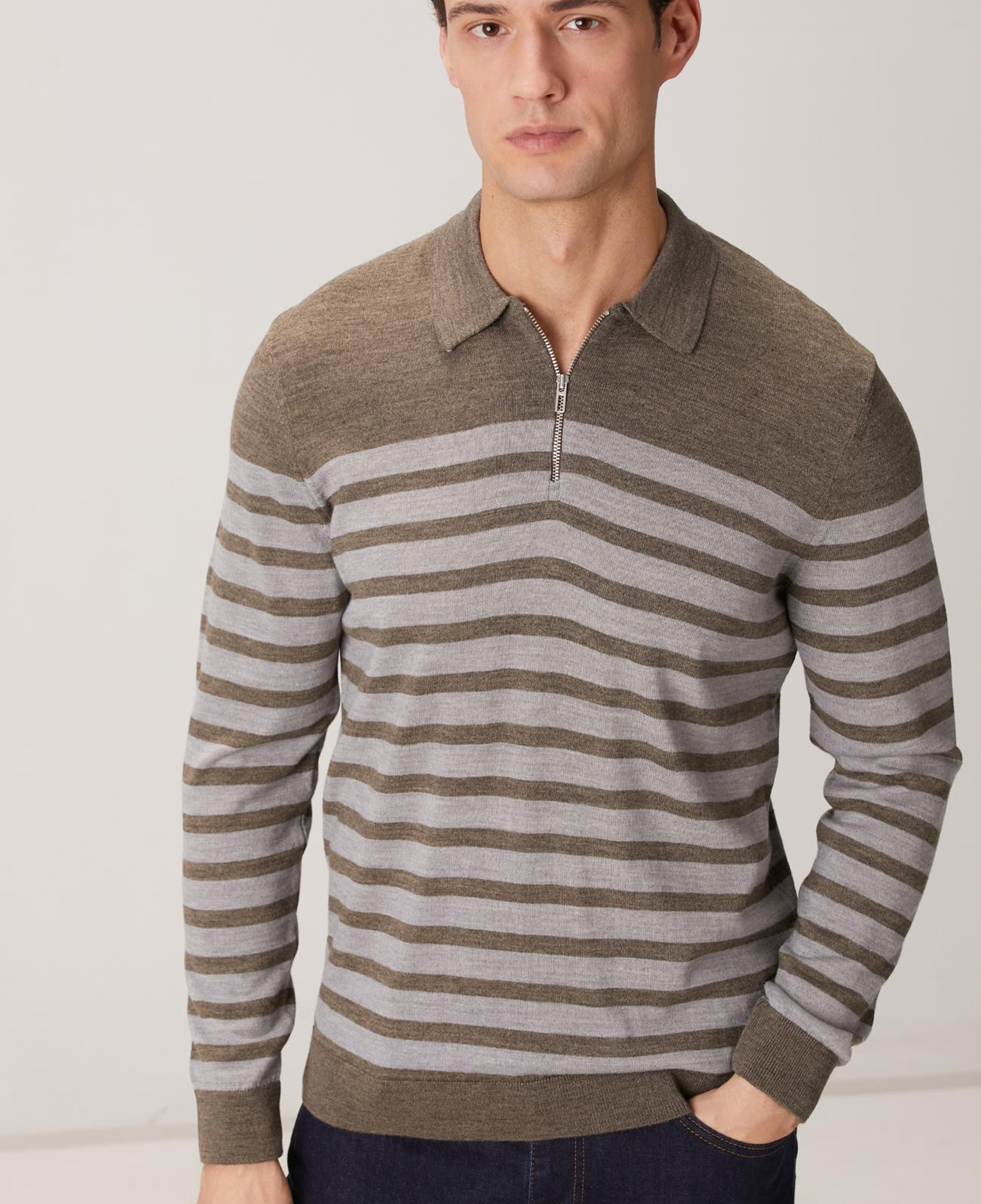 Network Erkek Kahverengi Çizgili Triko Kazak