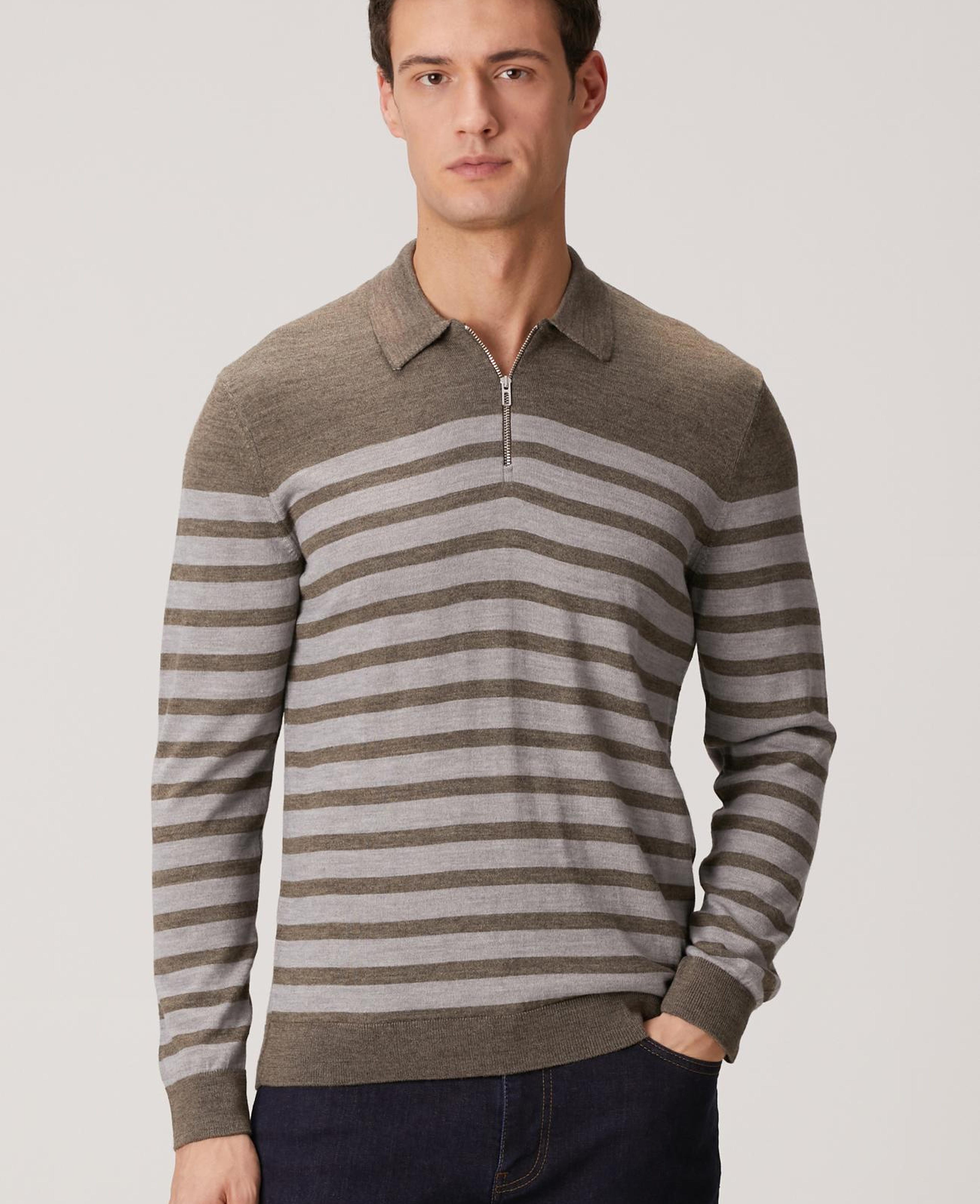 Network Erkek Kahverengi Çizgili Triko Kazak