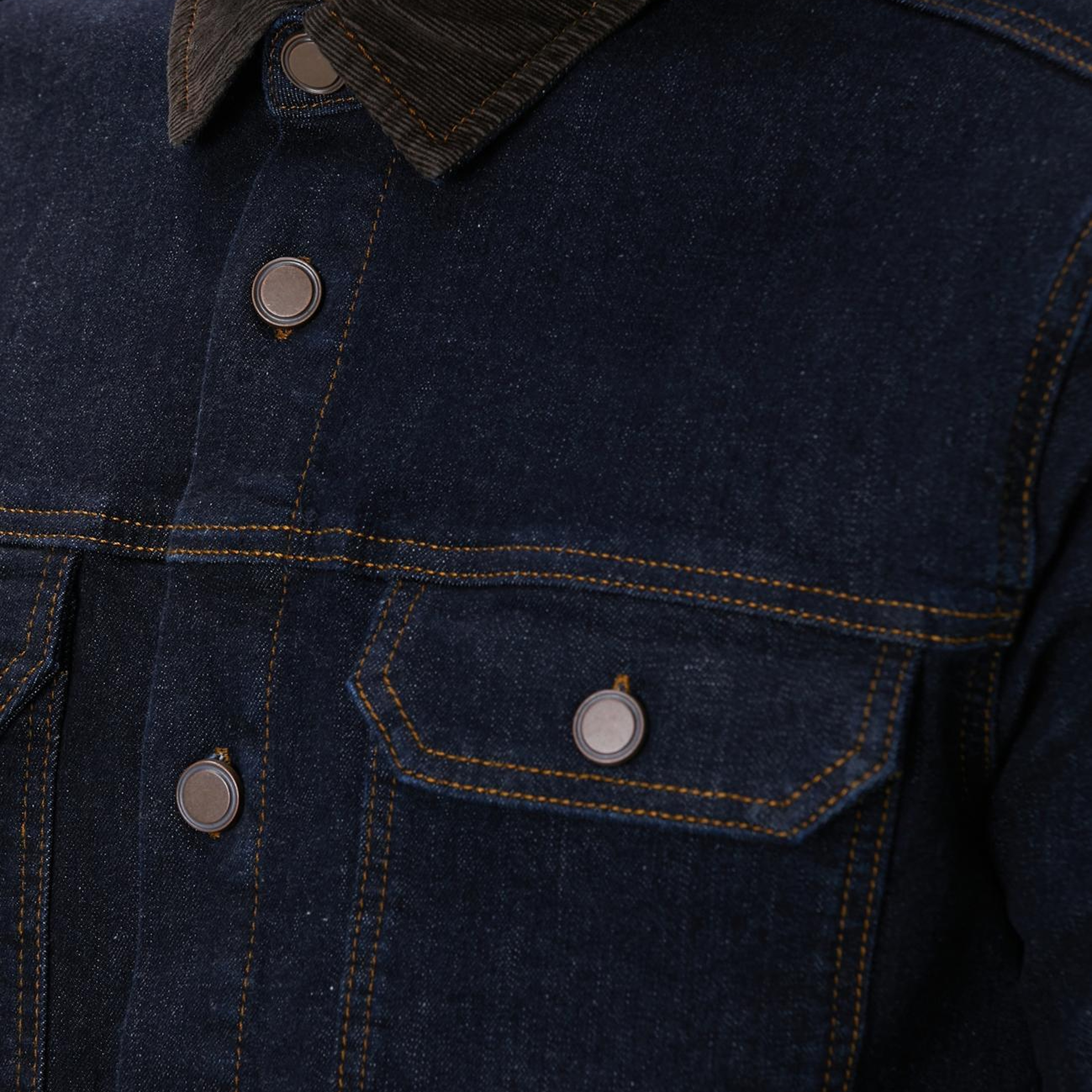 Network Erkek Lacivert Yakası Kadife Denim Gömlek