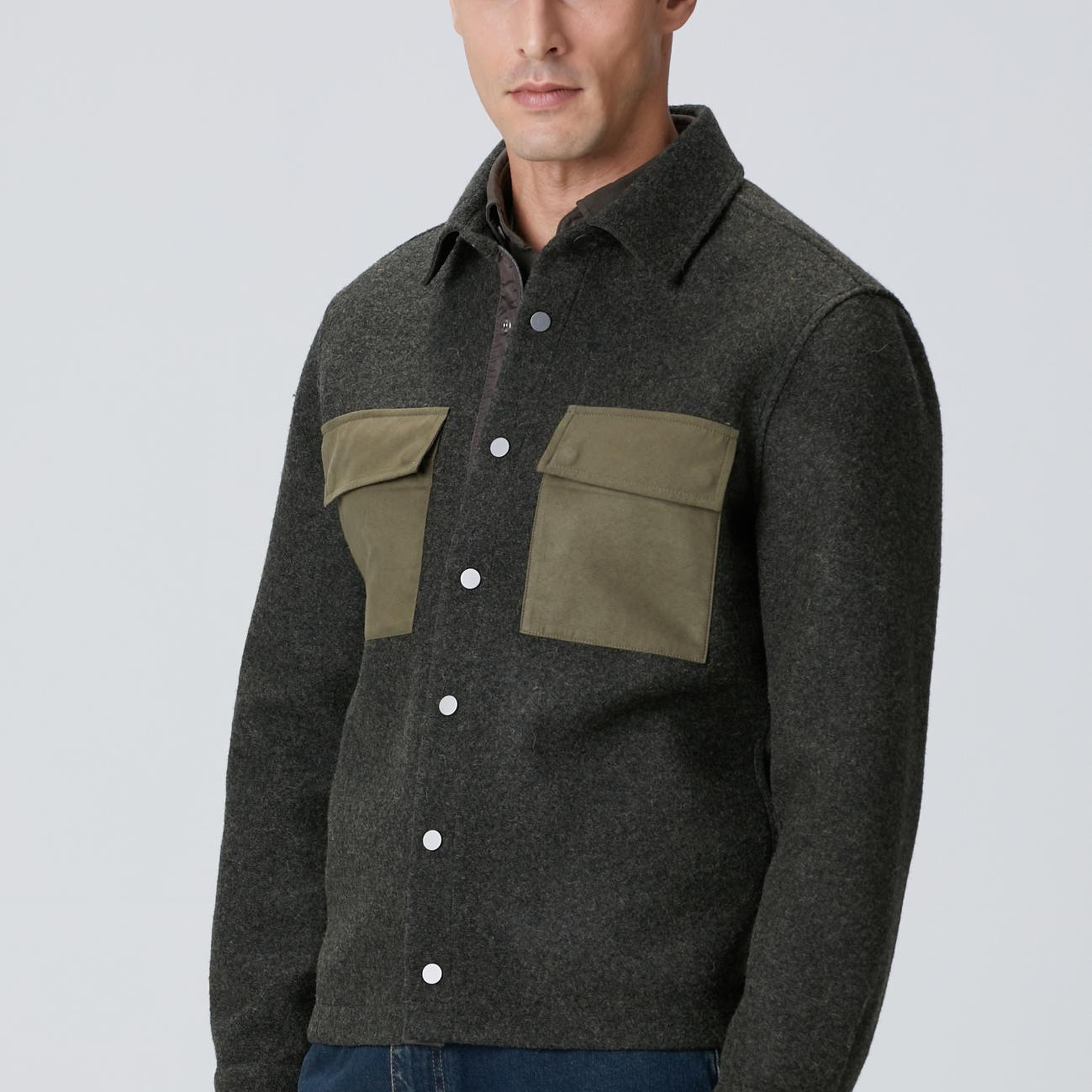 Network Erkek Haki Yün Karışımlı Dış Gömlek