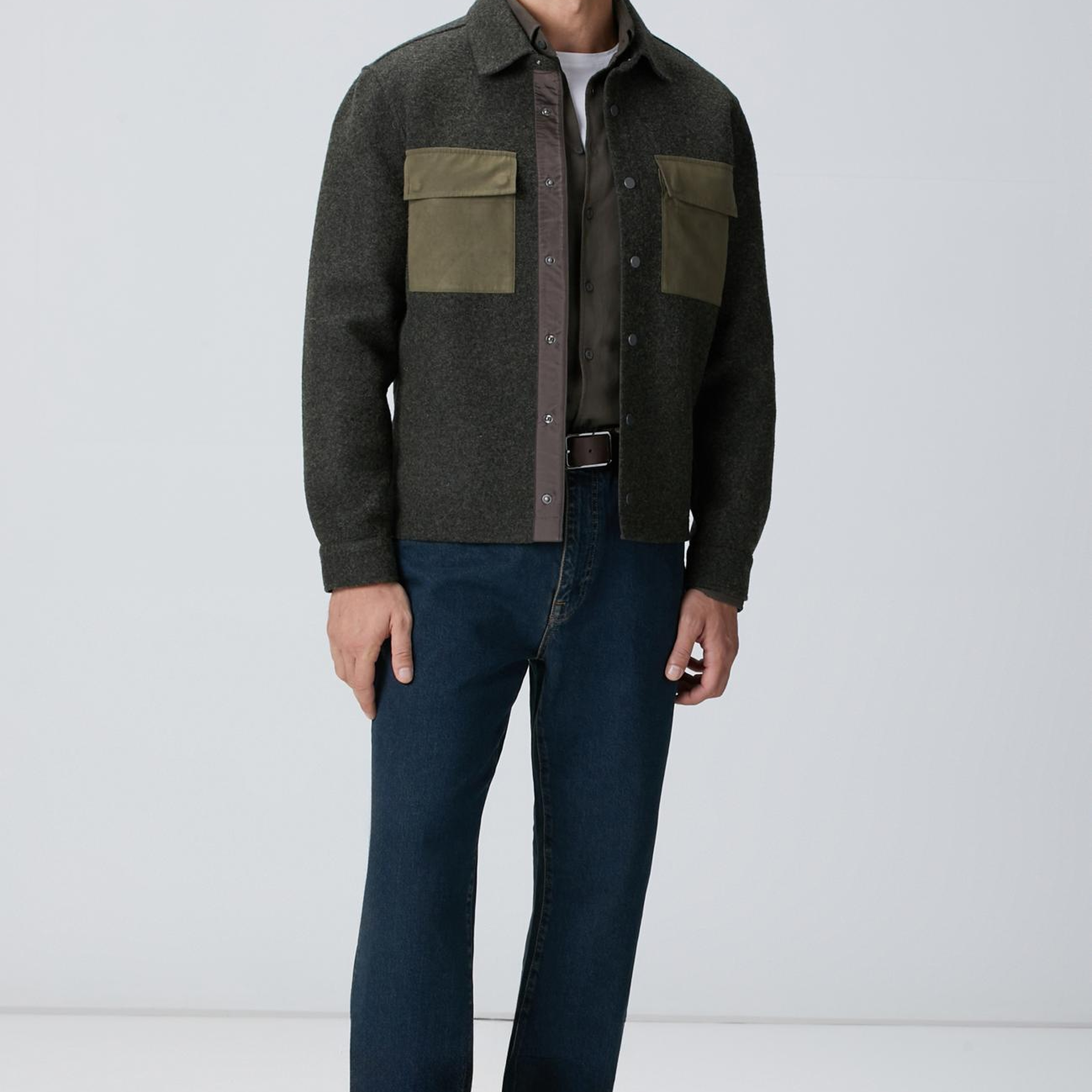 Network Erkek Haki Yün Karışımlı Dış Gömlek