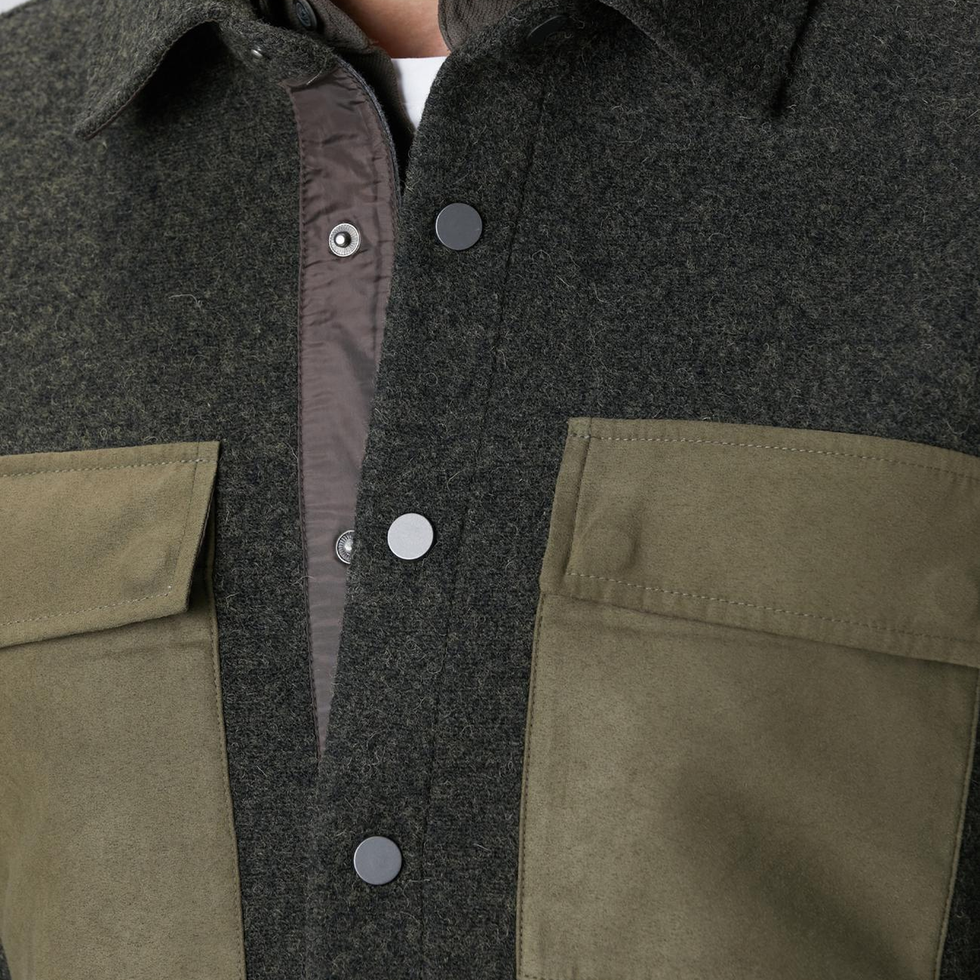 Network Erkek Haki Yün Karışımlı Dış Gömlek