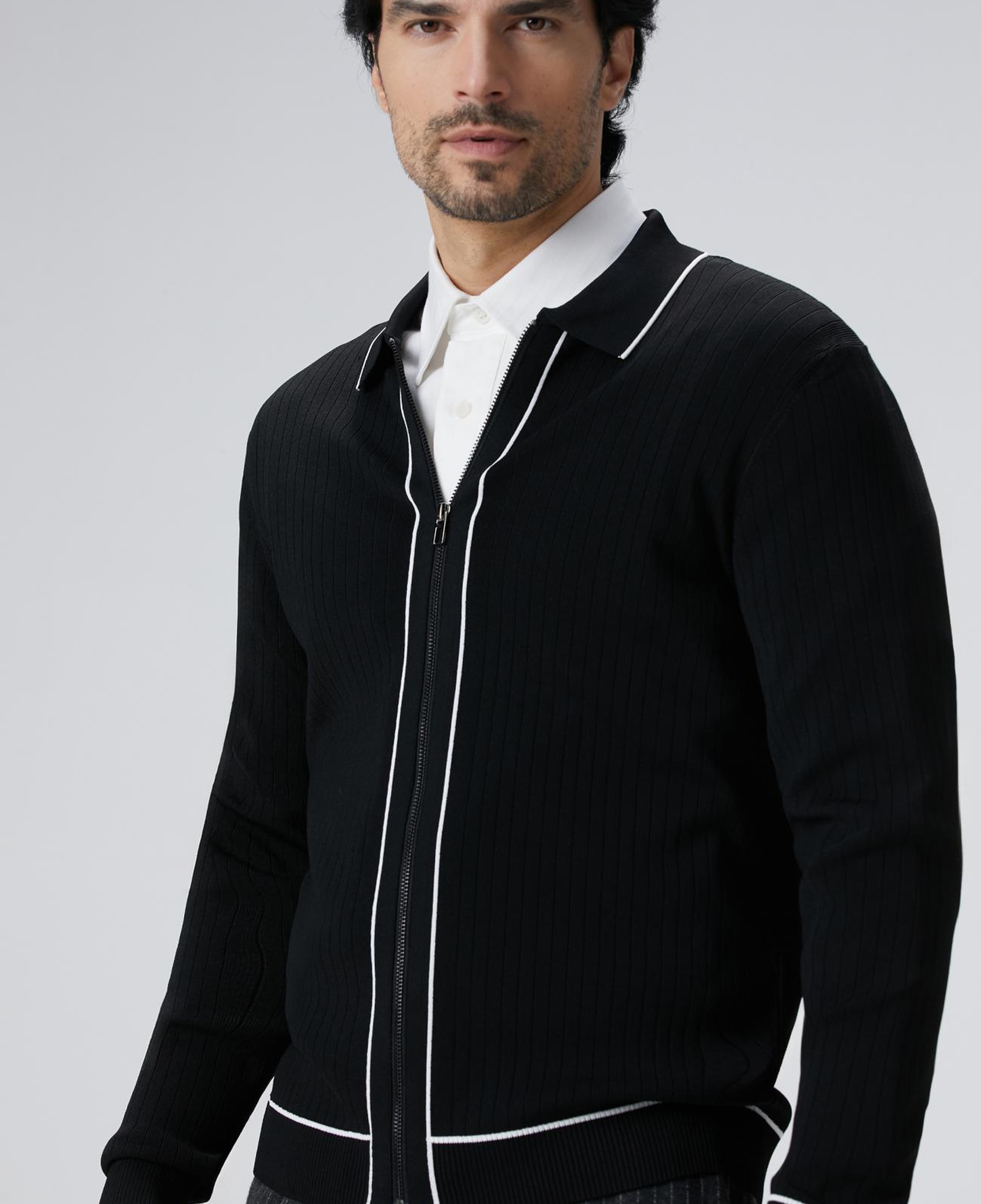 Network Erkek Siyah Melanj Rayon Fermuarlı Hırka