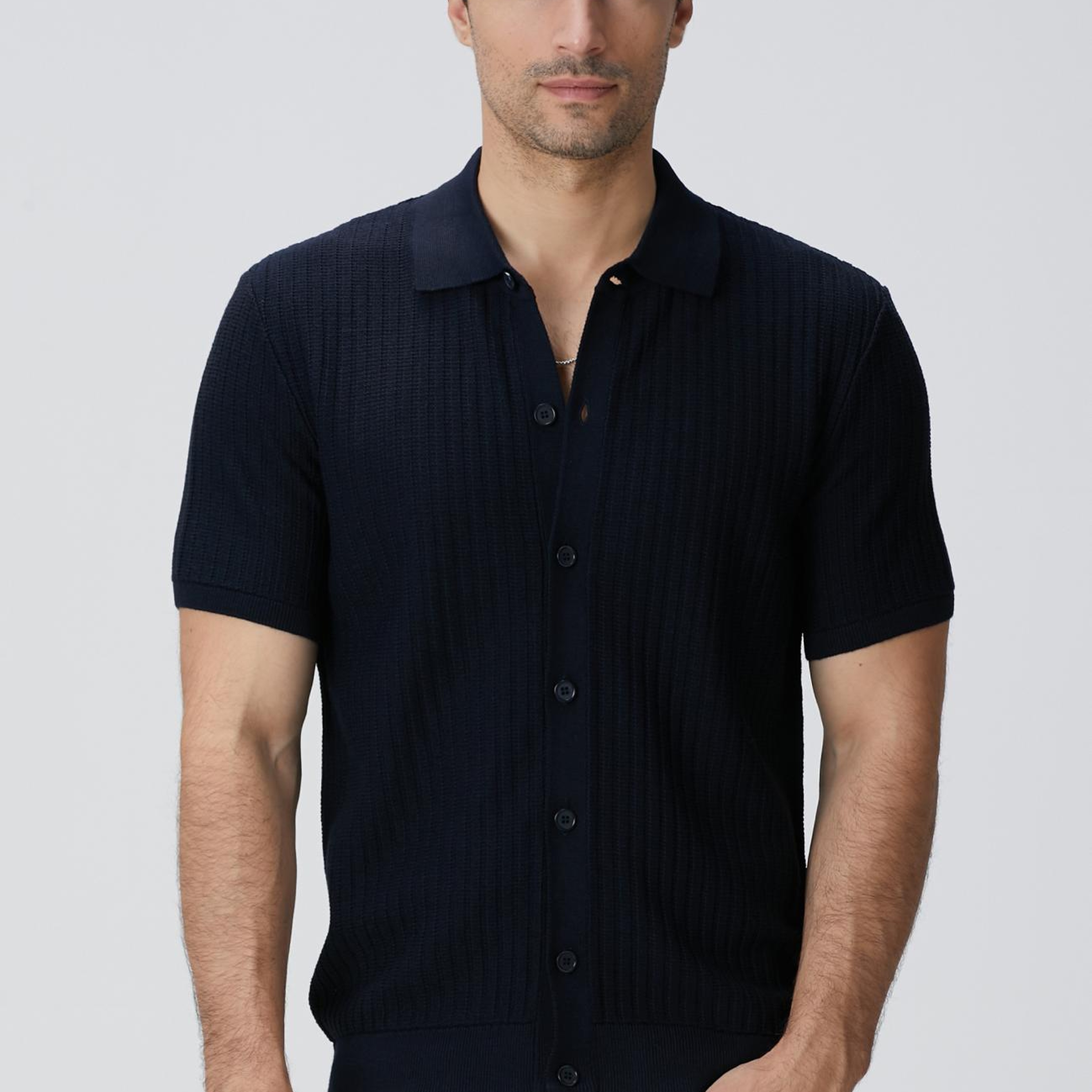 Network Erkek Lacivert Yün Karışımlı Triko Gömlek