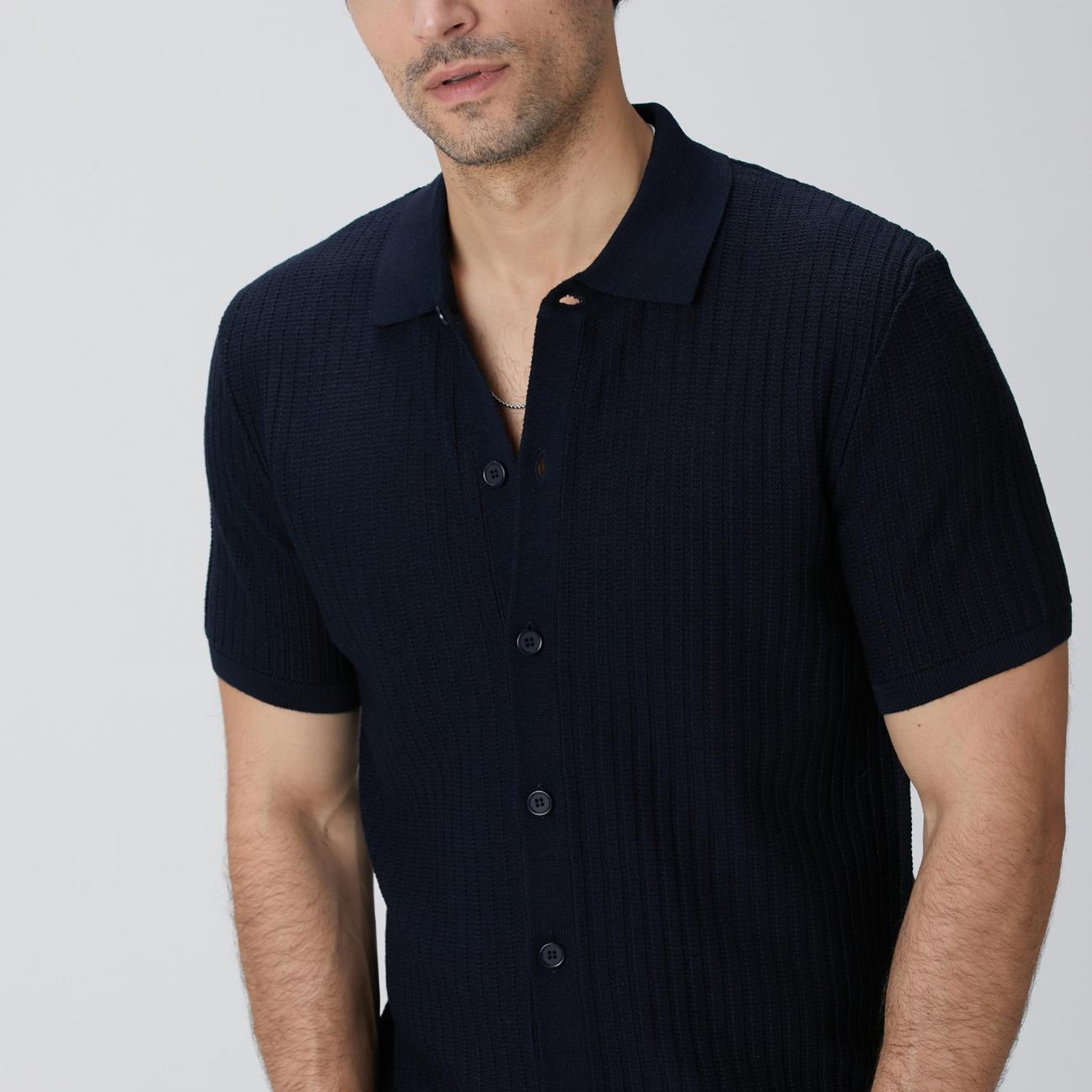 Network Erkek Lacivert Yün Karışımlı Triko Gömlek