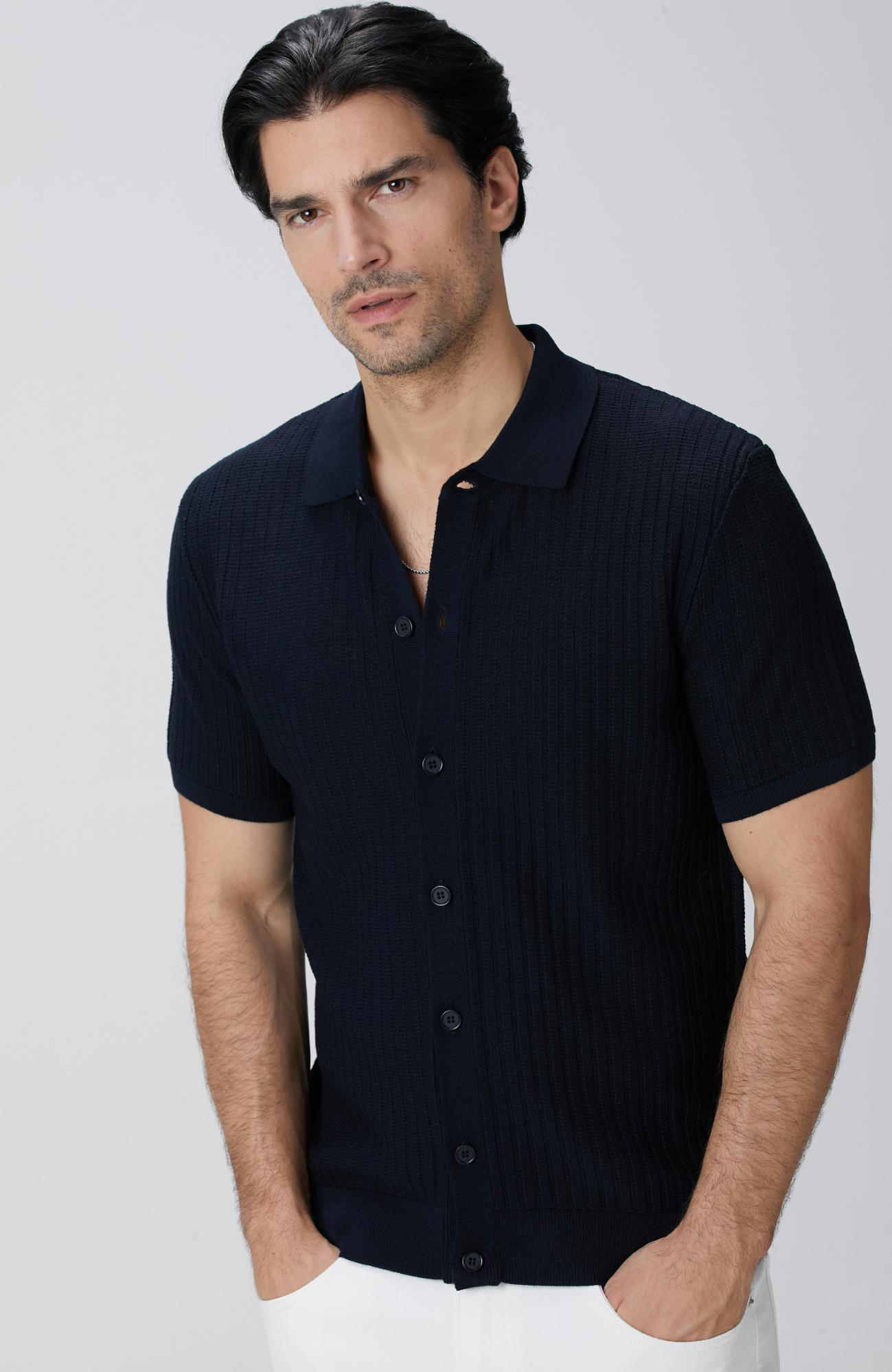 Network Erkek Lacivert Yün Karışımlı Triko Gömlek