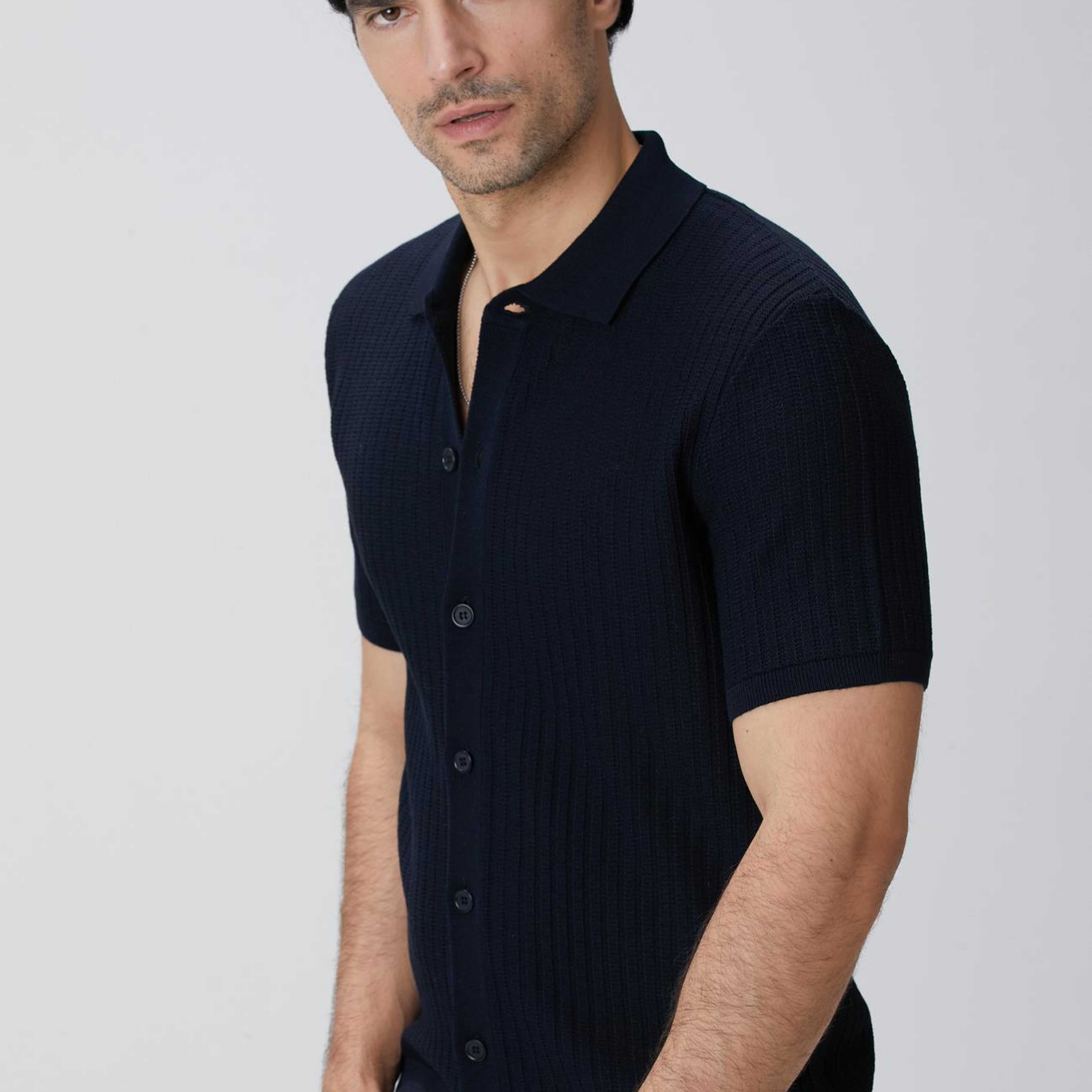 Network Erkek Lacivert Yün Karışımlı Triko Gömlek