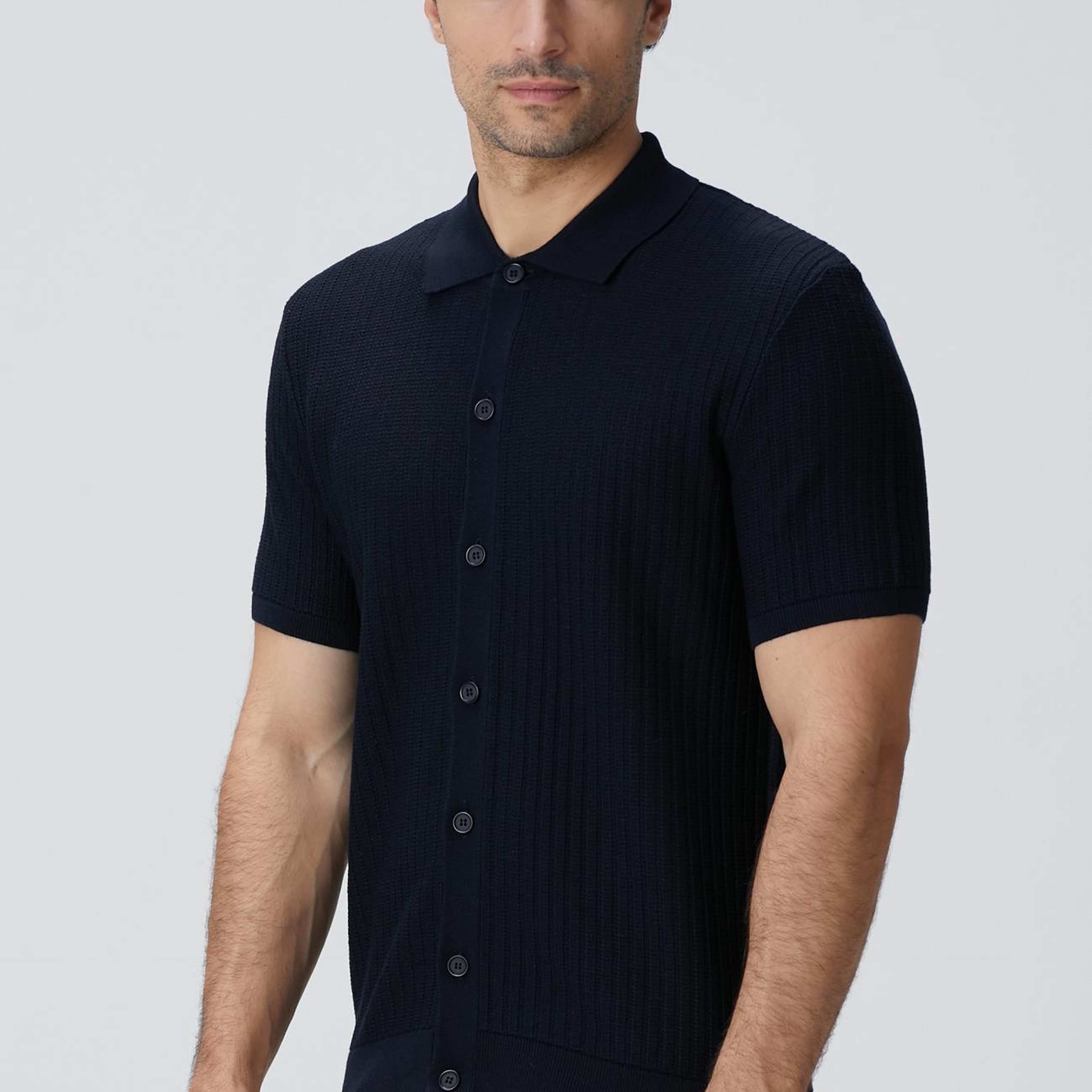 Network Erkek Lacivert Yün Karışımlı Triko Gömlek