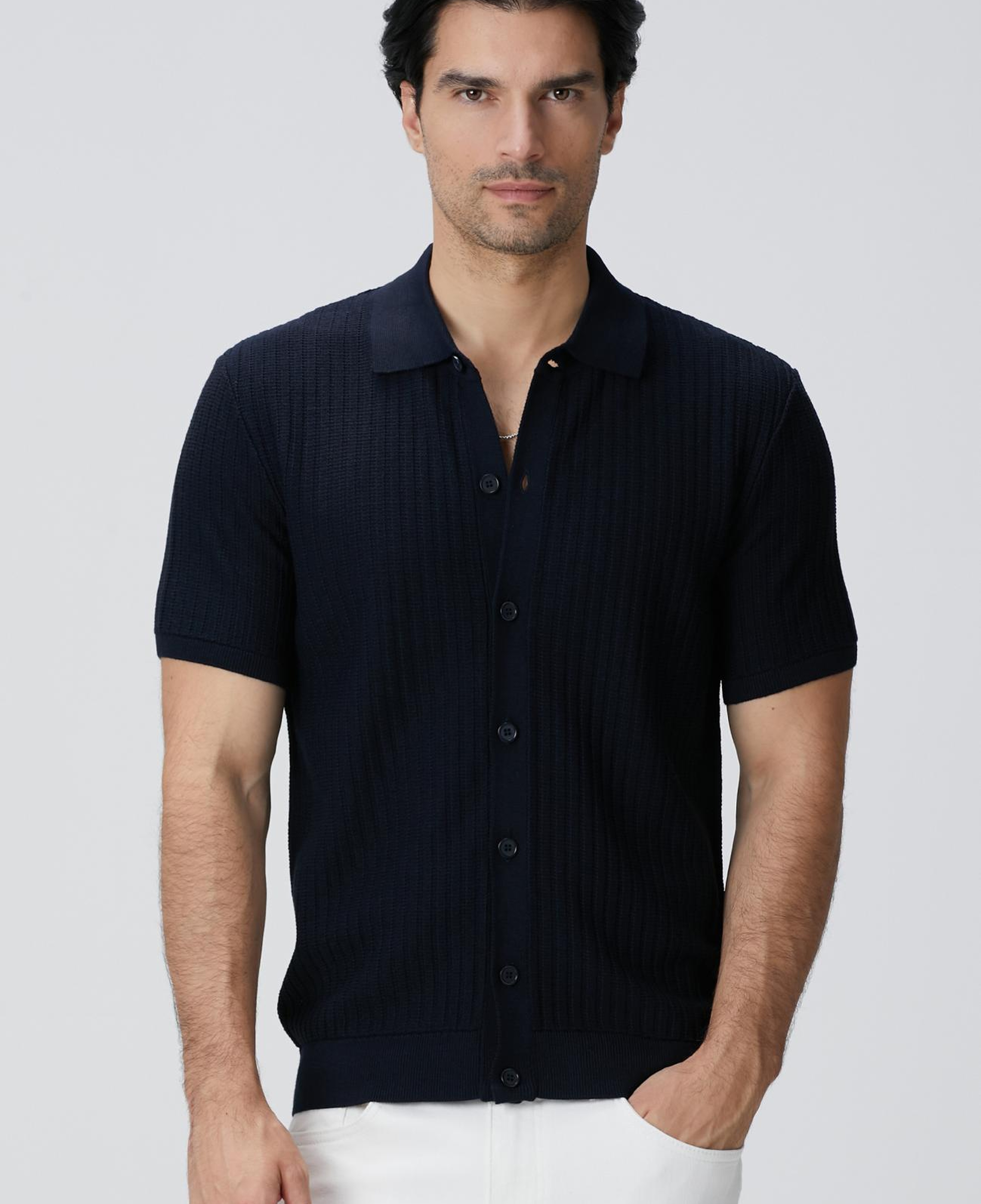 Network Erkek Lacivert Yün Karışımlı Triko Gömlek