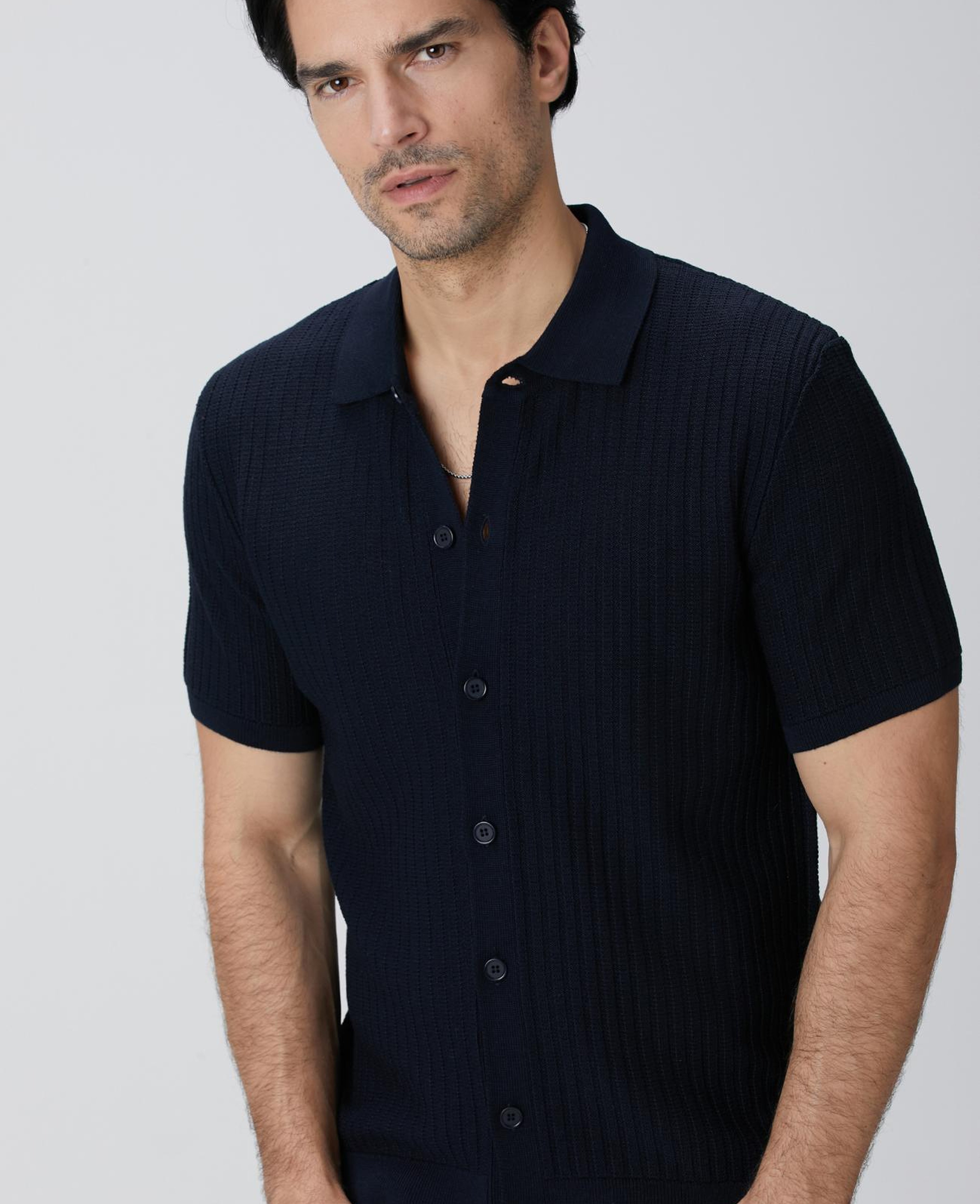 Network Erkek Lacivert Yün Karışımlı Triko Gömlek