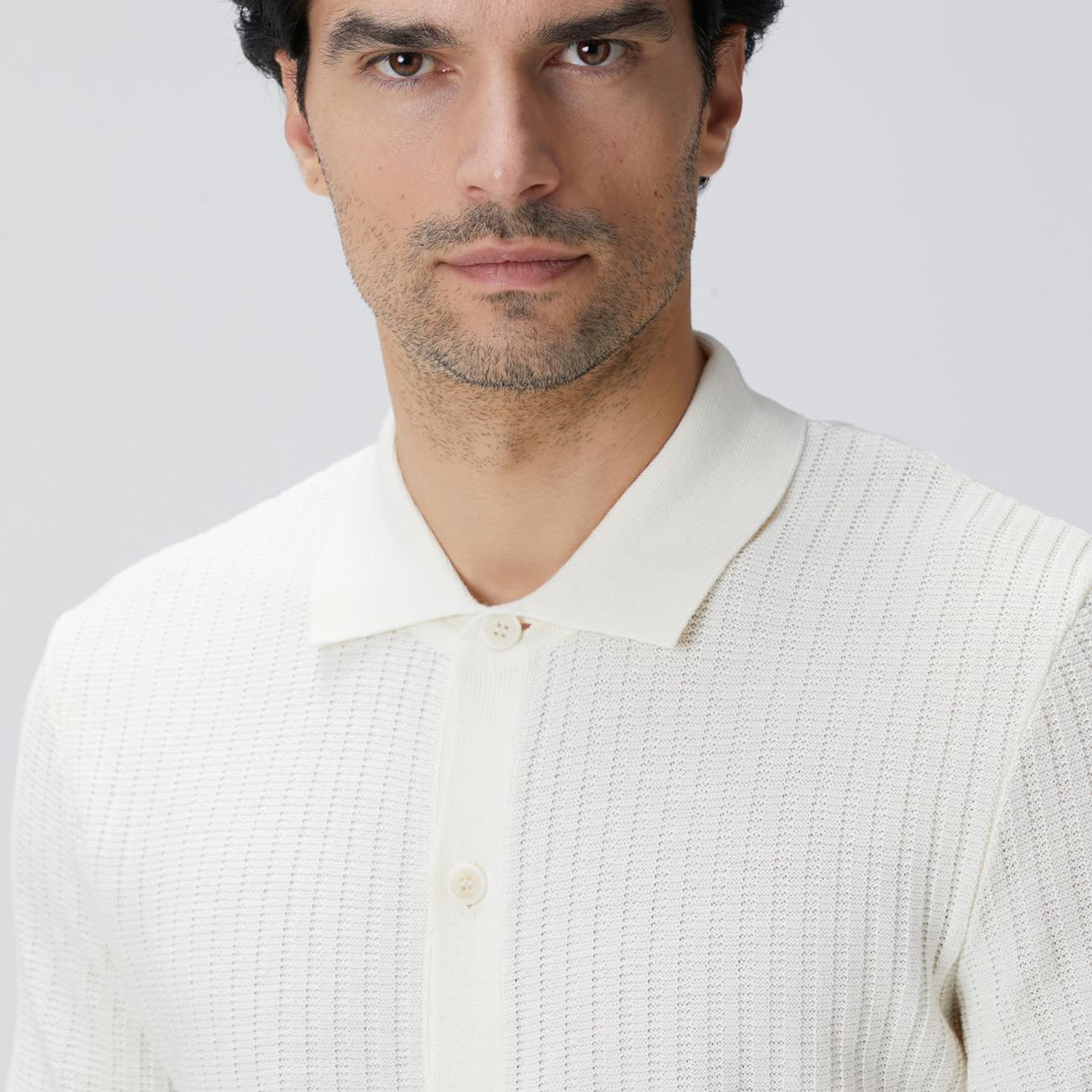 Network Erkek Kırık Beyaz Yün Karışımlı Triko Gömlek