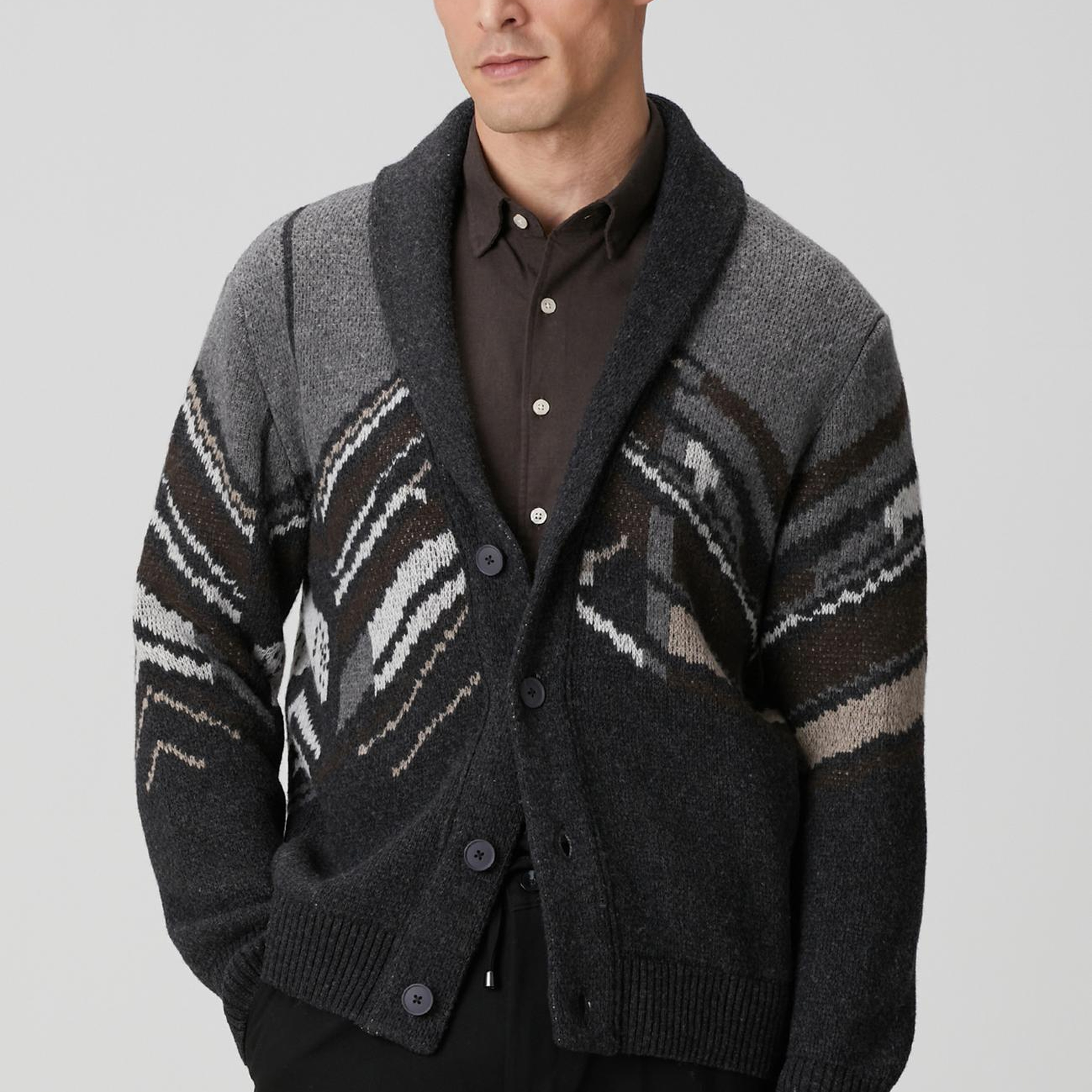 Network Erkek Antrasit Triko Yün Hırka