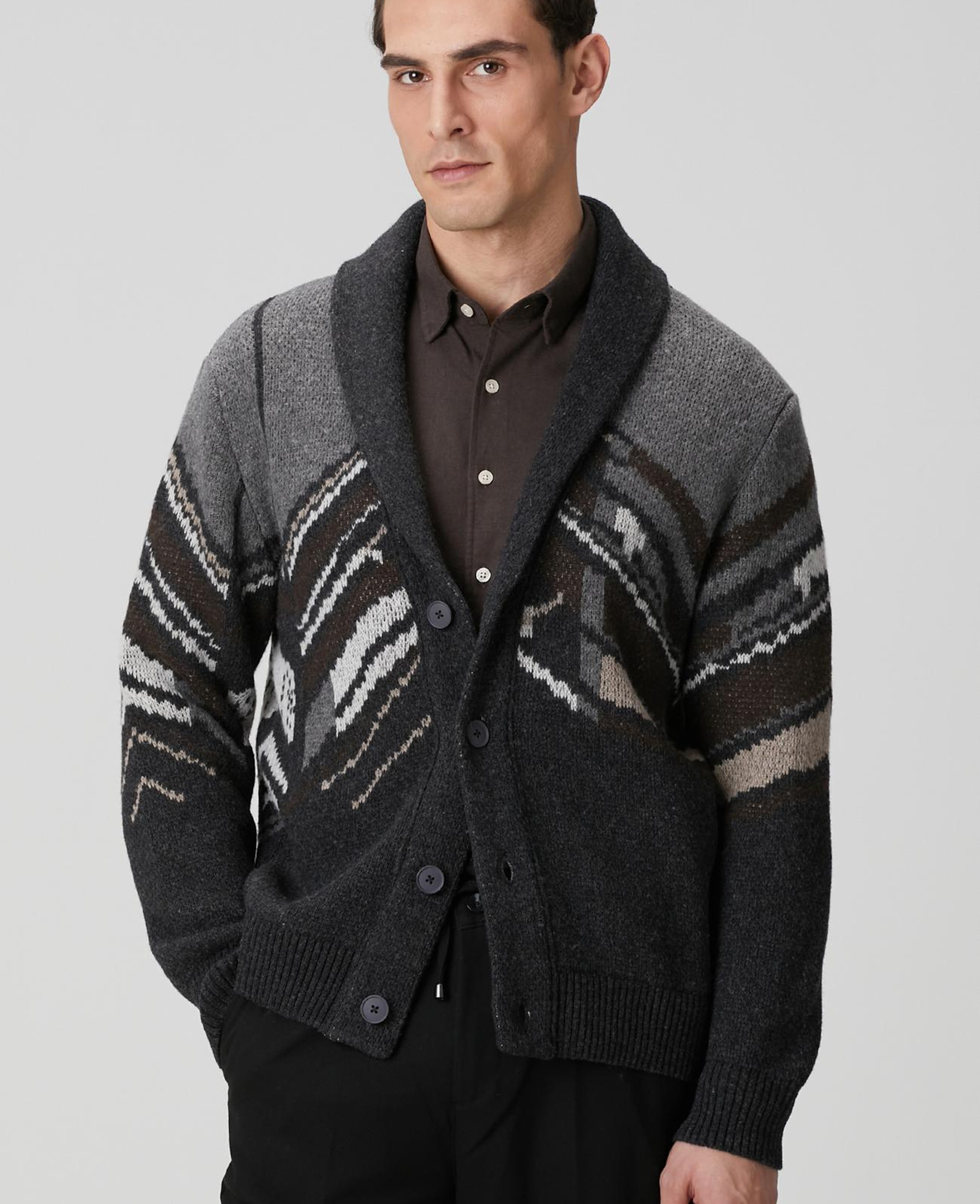 Network Erkek Antrasit Triko Yün Hırka