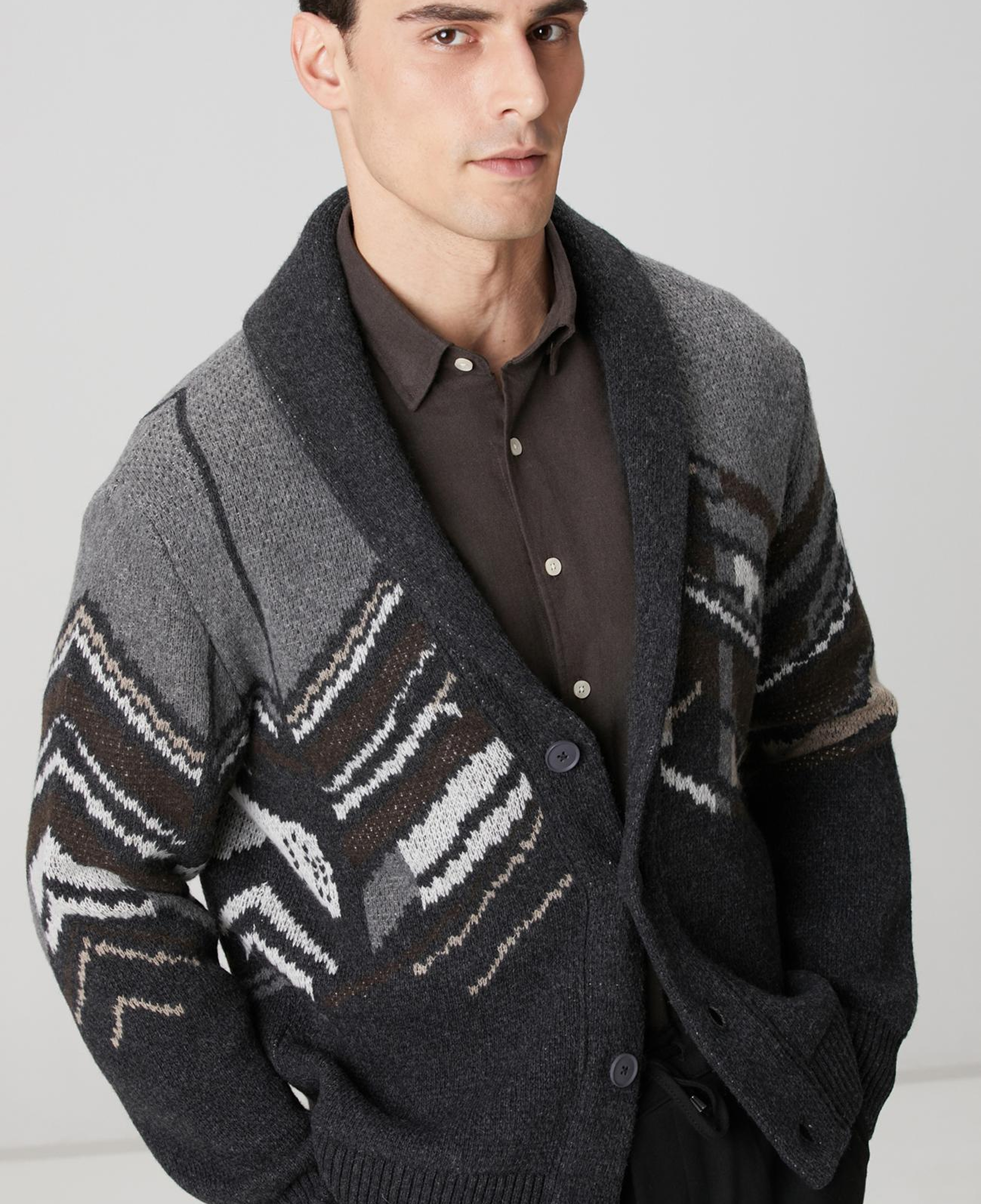 Network Erkek Antrasit Triko Yün Hırka