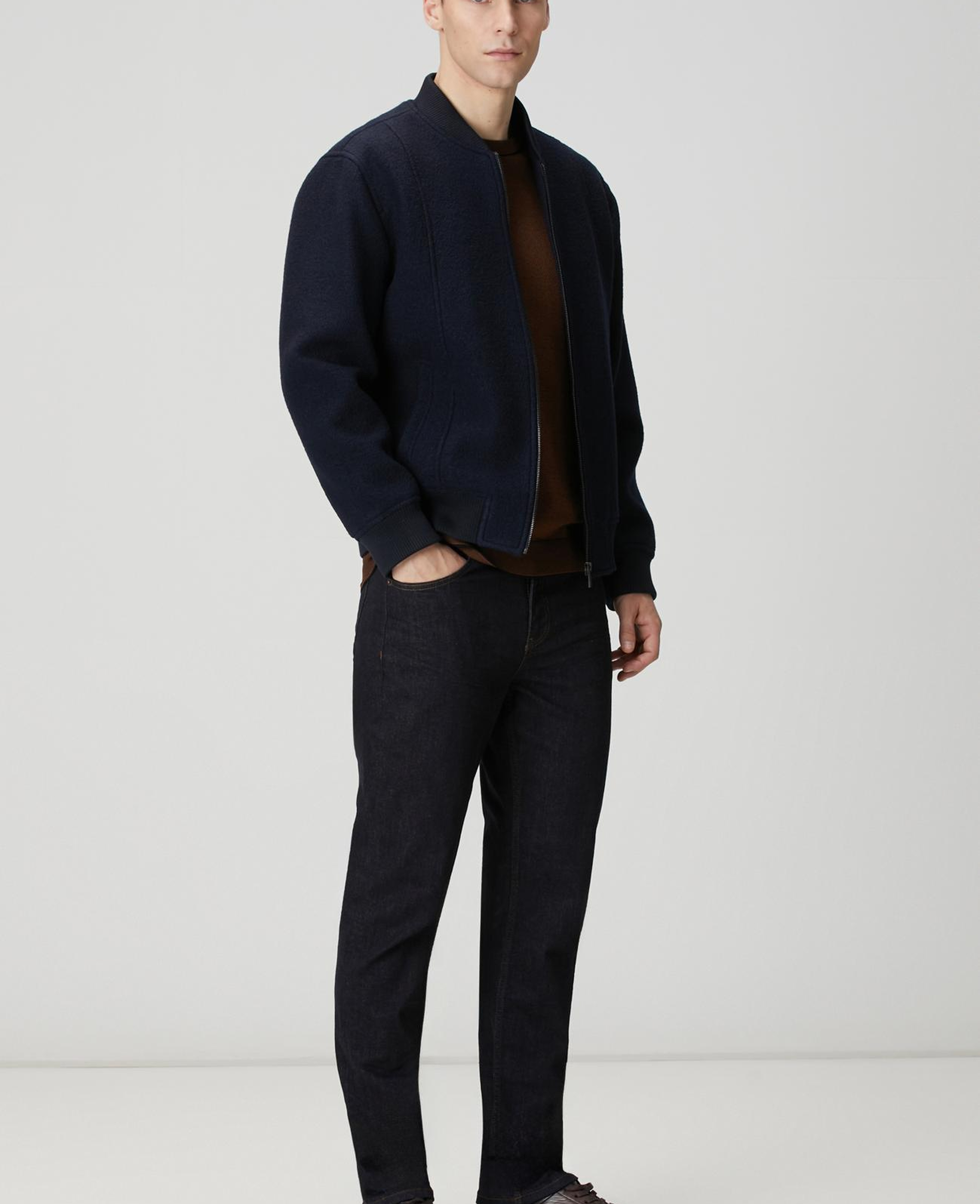 Network Erkek Kahverengi Kolu Jakar Detaylı Triko Kazak