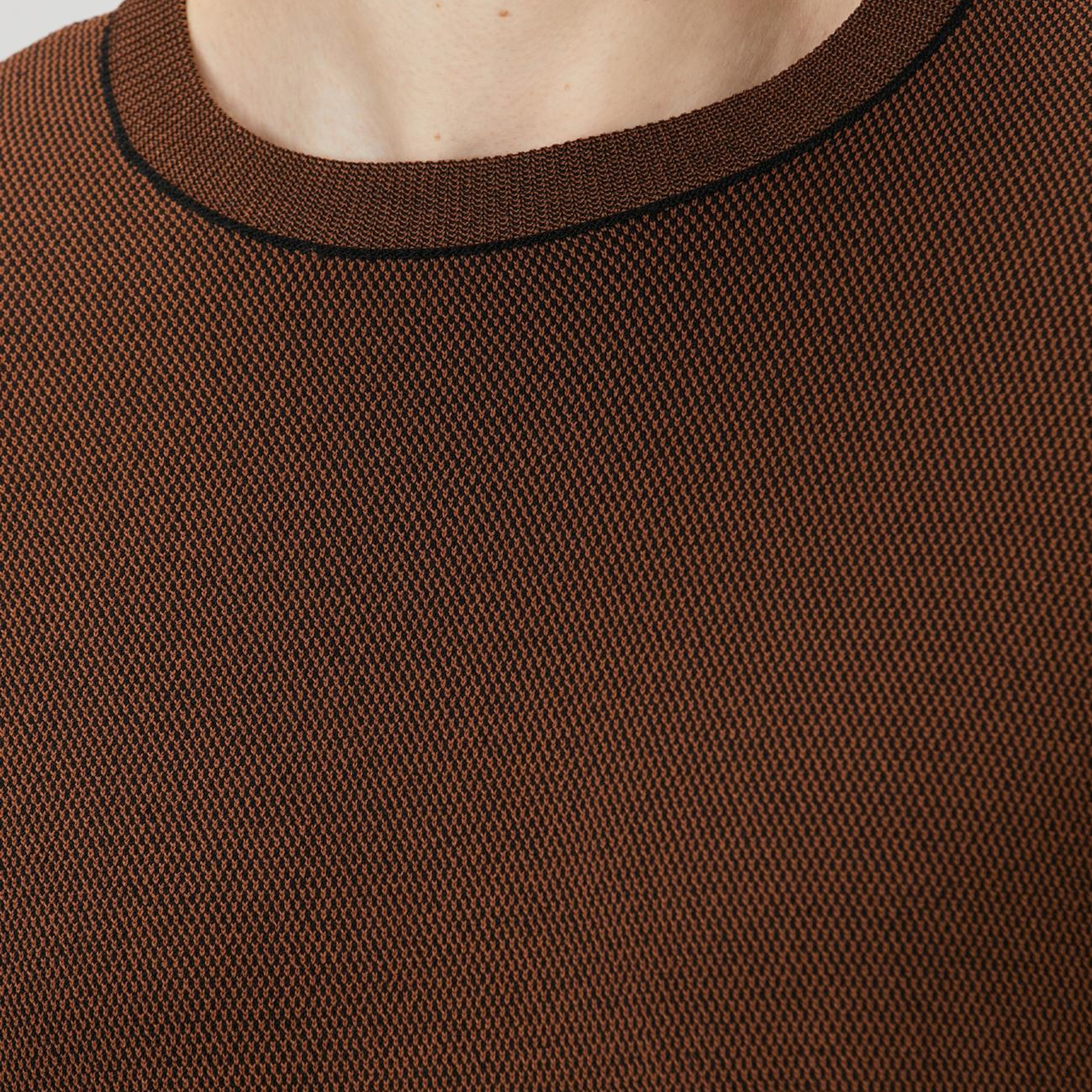 Network Erkek Kahverengi Kolu Jakar Detaylı Triko Kazak