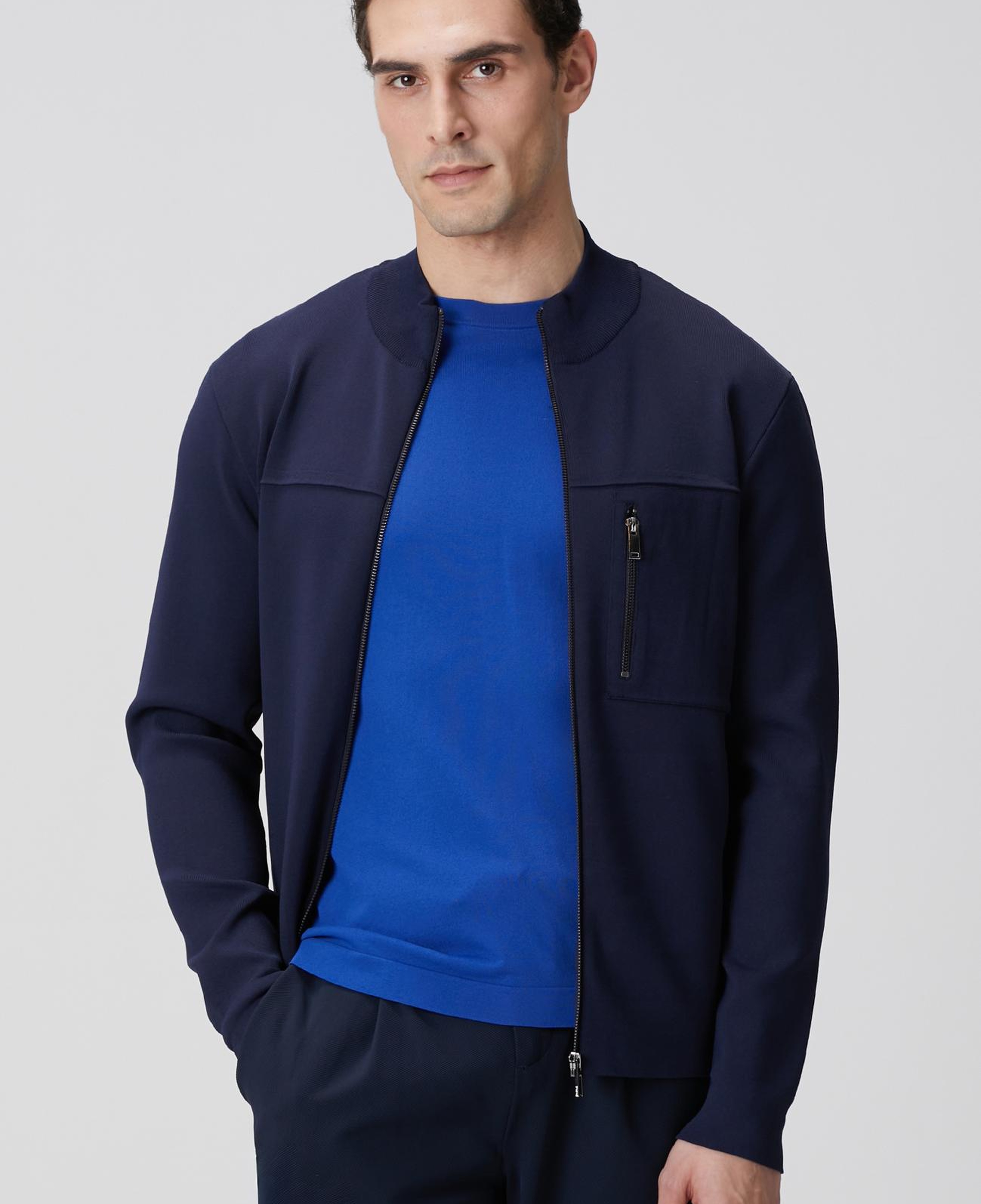 Network Erkek Lacivert Cep Detaylı Triko Mont