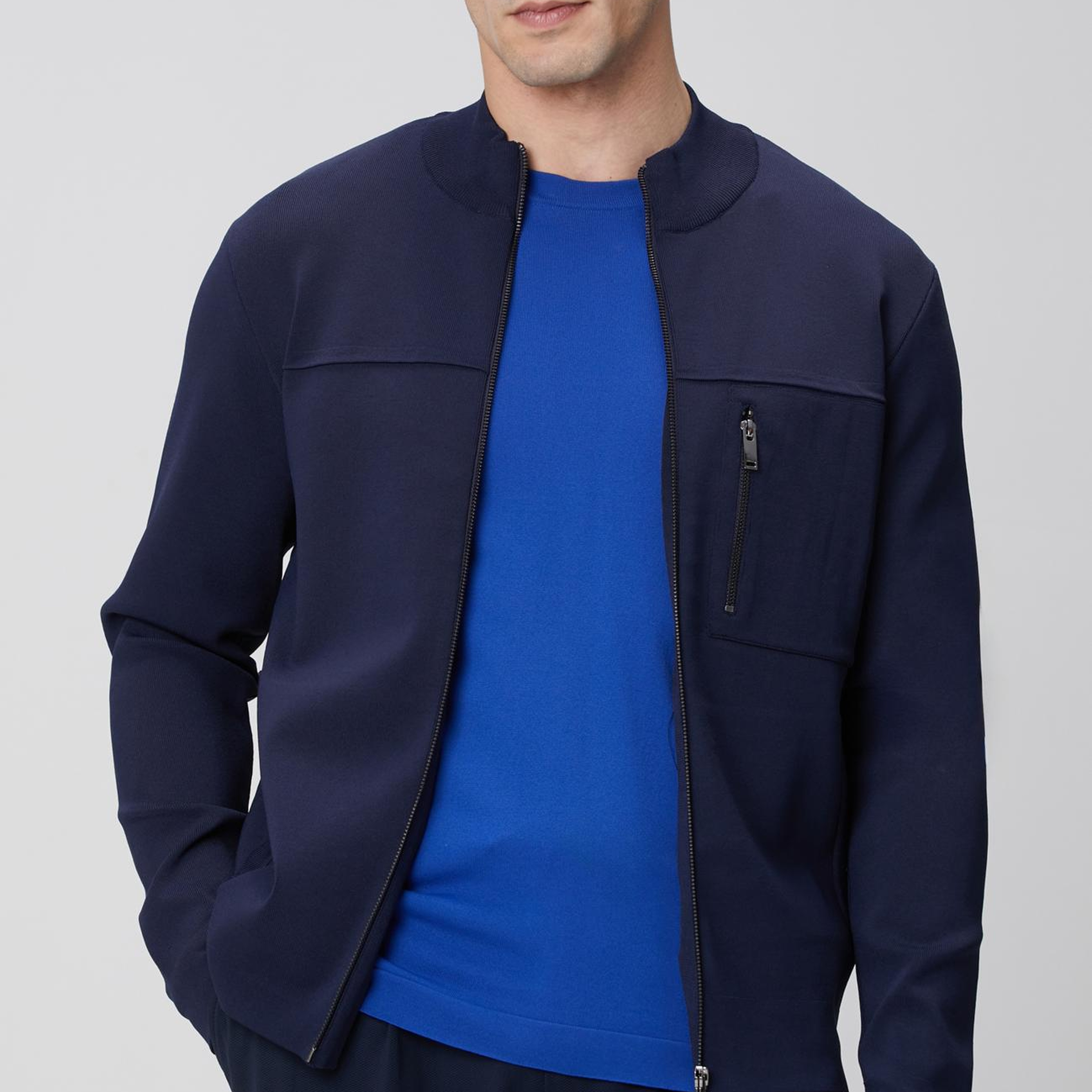 Network Erkek Lacivert Cep Detaylı Triko Mont