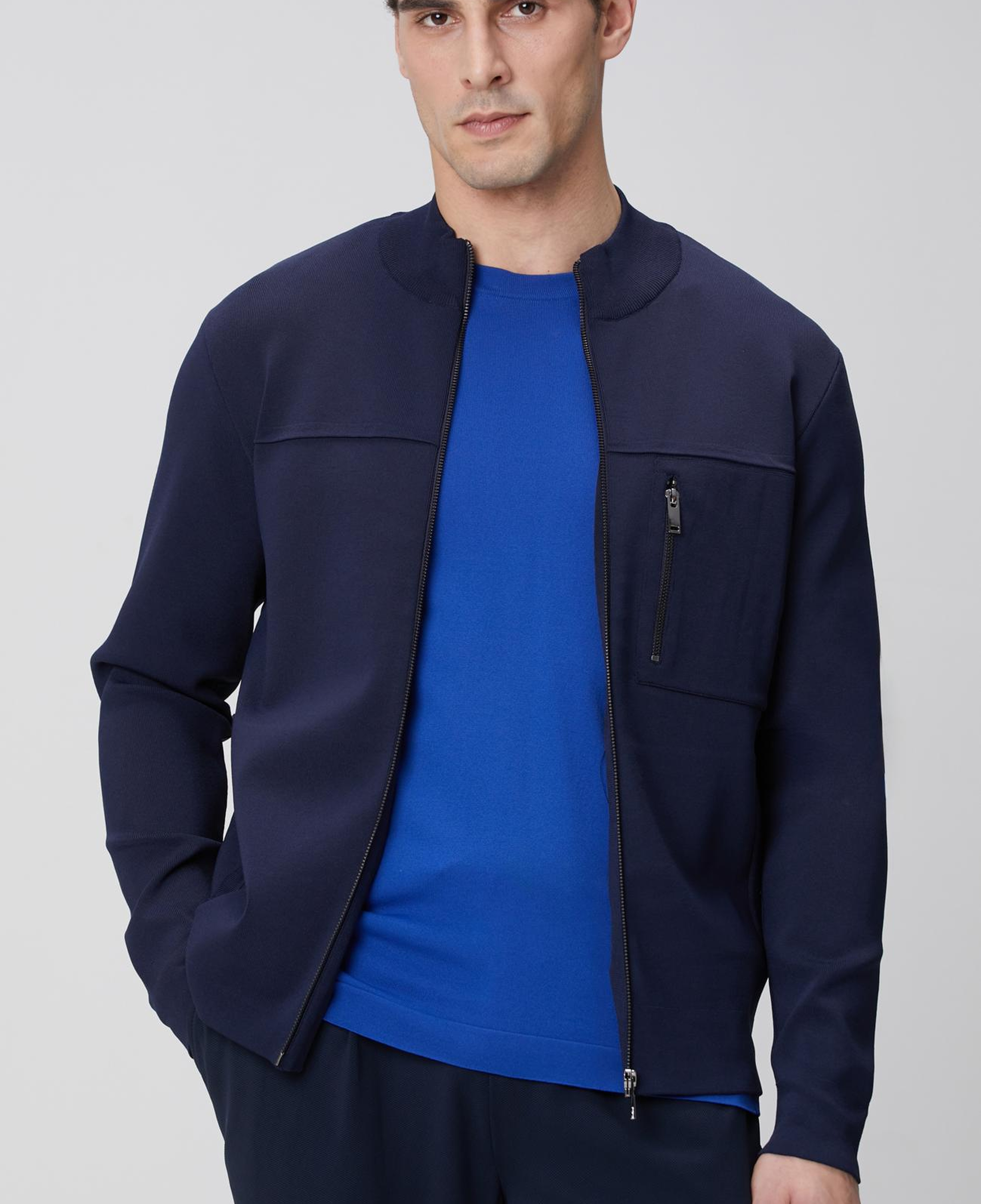 Network Erkek Lacivert Cep Detaylı Triko Mont