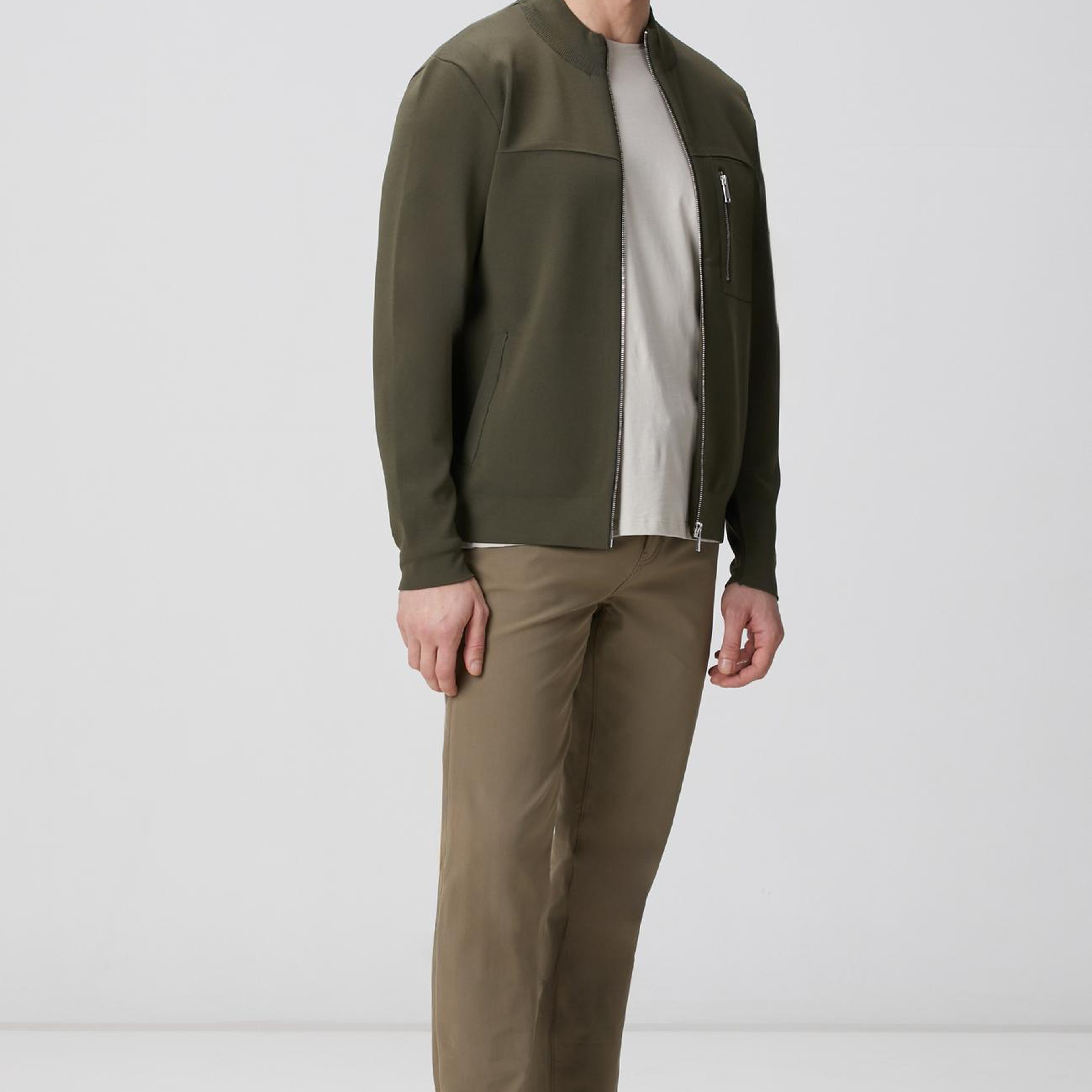 Network Erkek Haki Cep Detaylı Triko Mont