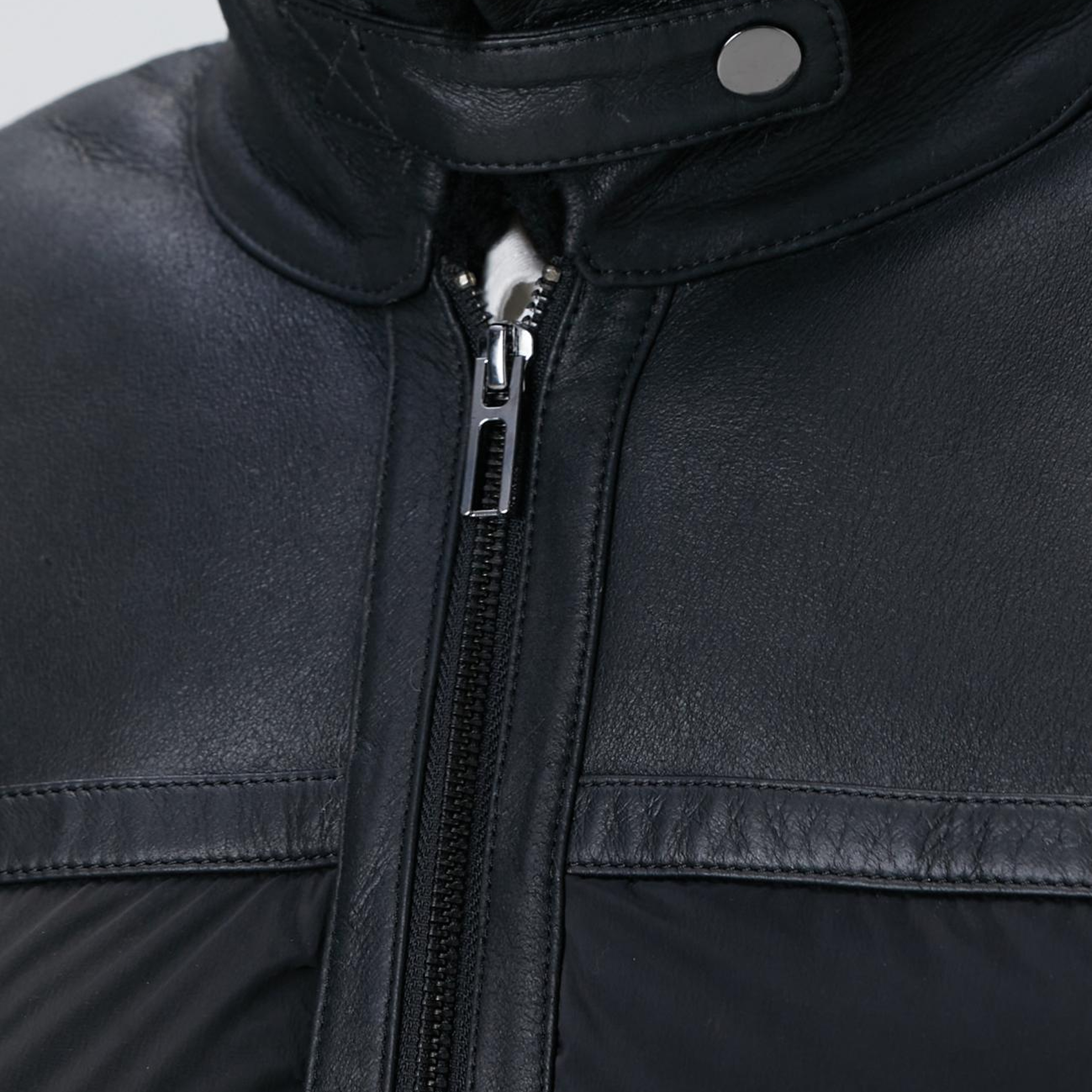 Network Erkek Siyah Kürklü Deri Detaylı Mont