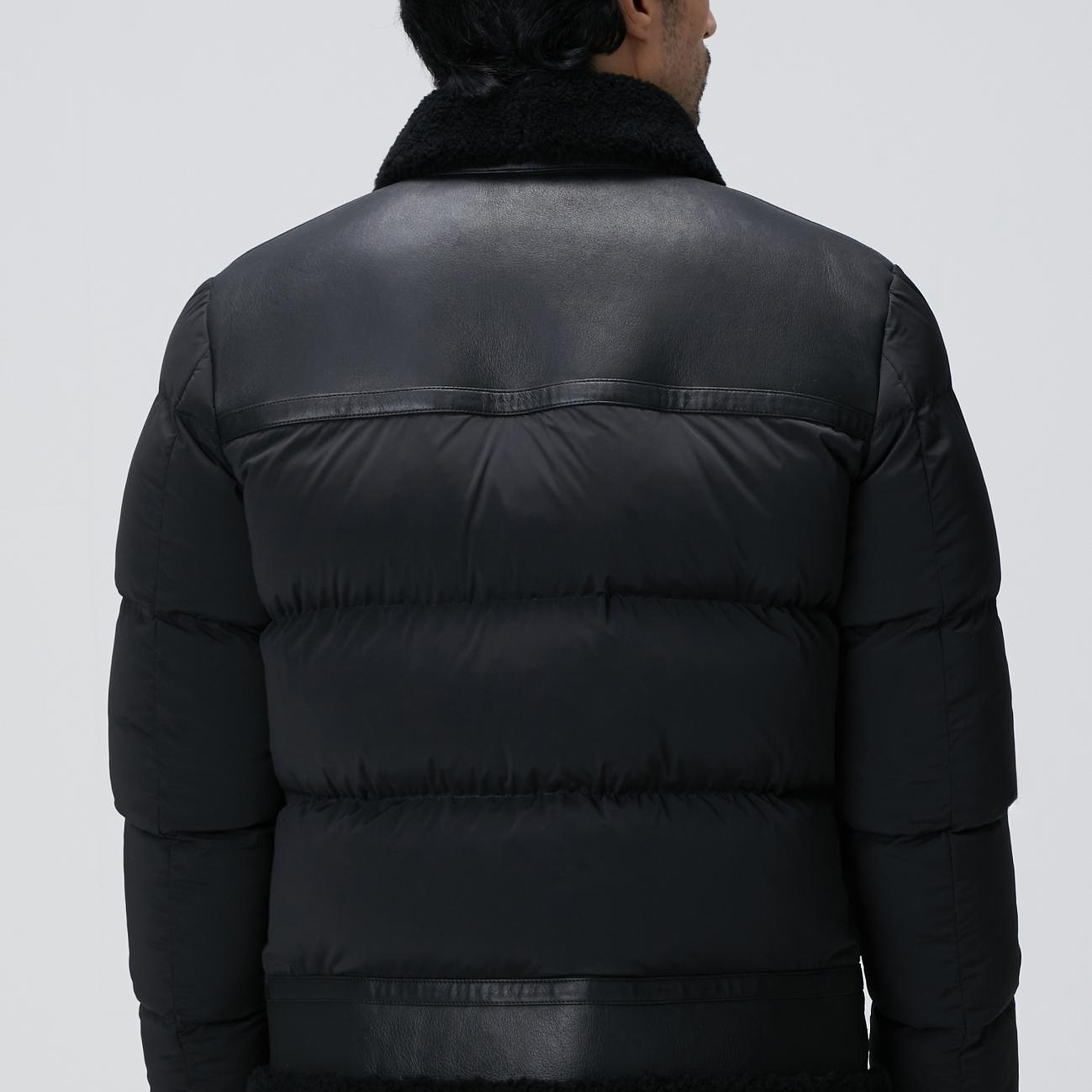 Network Erkek Siyah Kürklü Deri Detaylı Mont