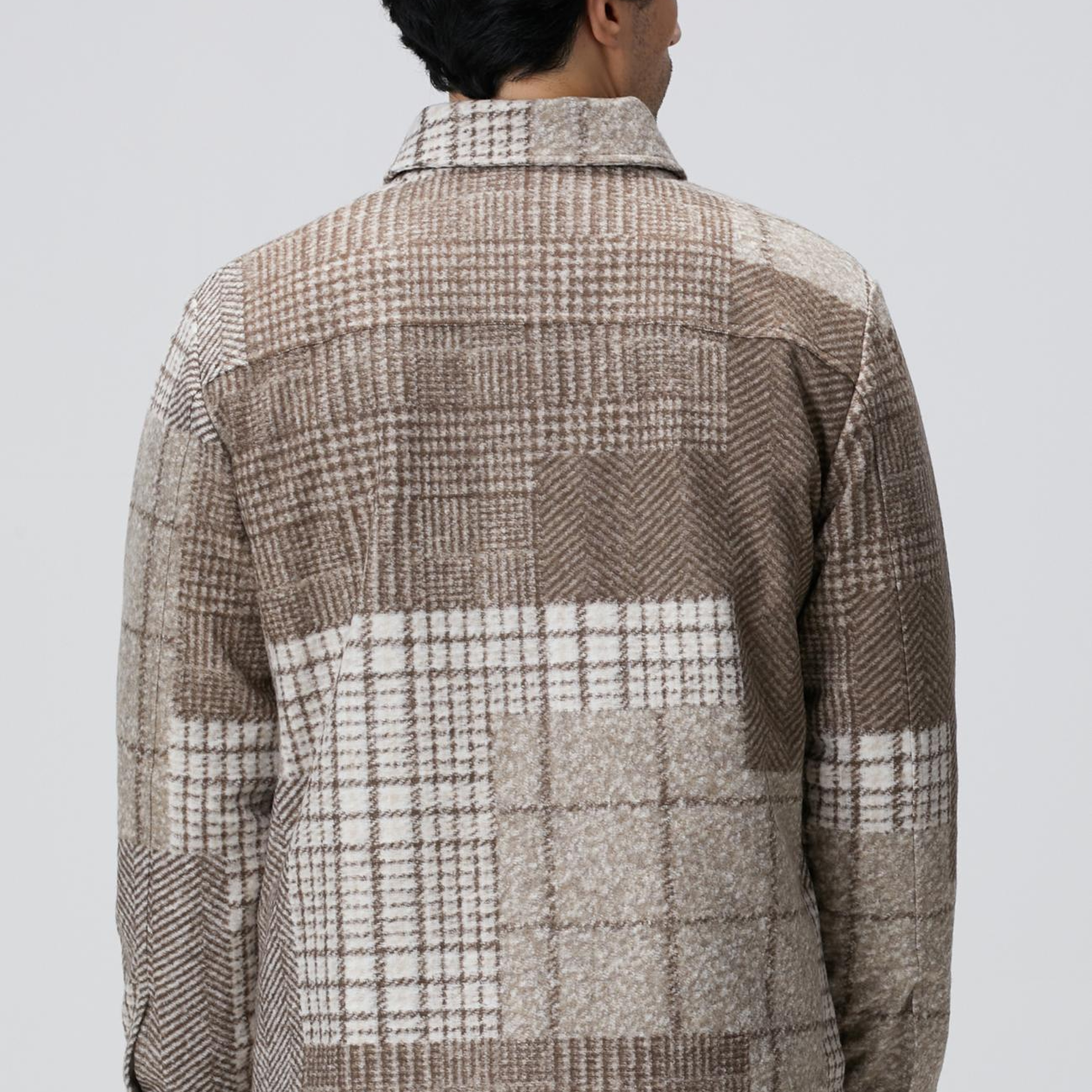 Network Erkek Bej Desenli Yün Karışımlı Dış Gömlek