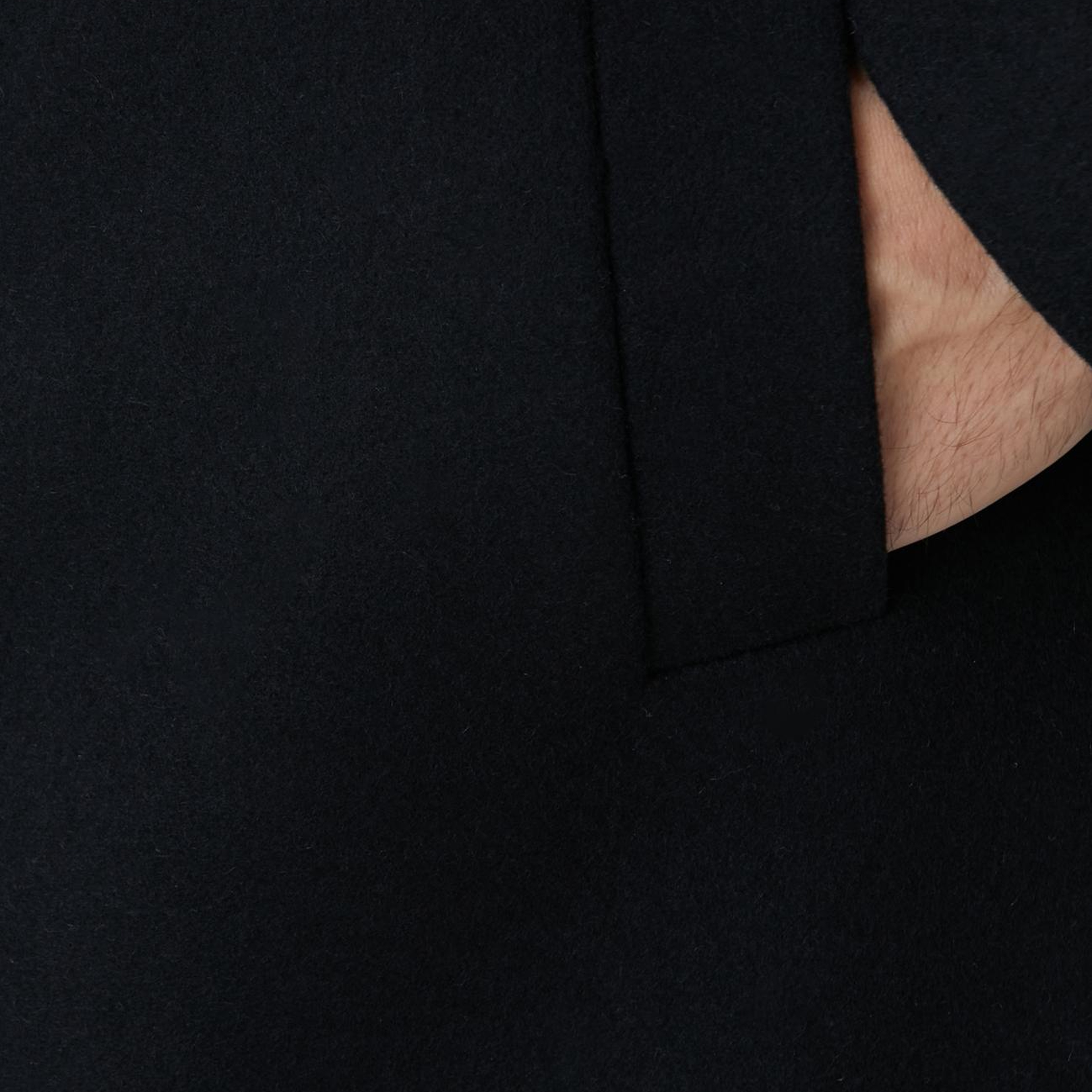 Network Erkek Siyah Kruvaze Yakası Kürklü Gemici Kaban