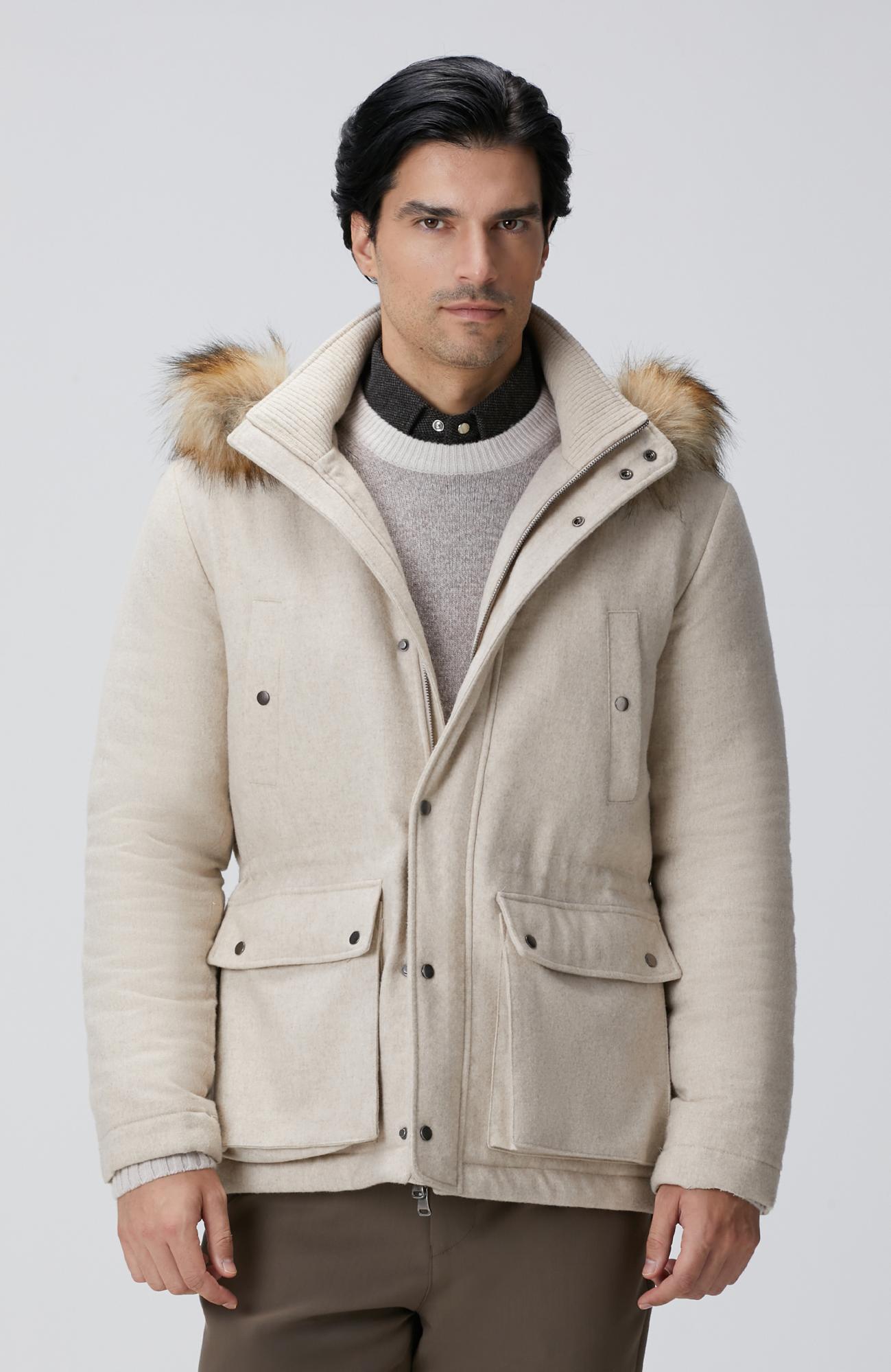 Network Erkek Taş Yün Kaşmir Karışımlı Casual Kaban