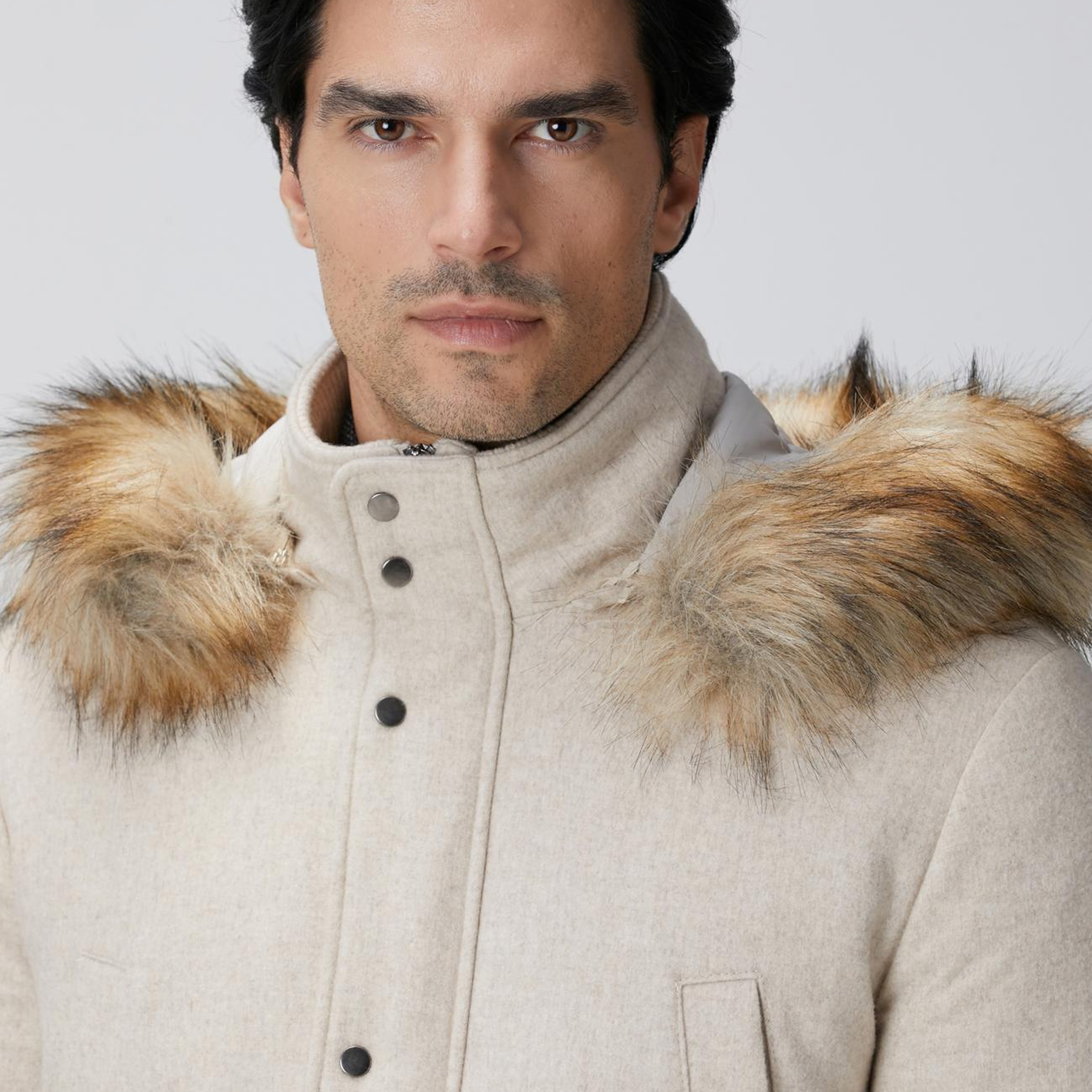 Network Erkek Taş Yün Kaşmir Karışımlı Casual Kaban