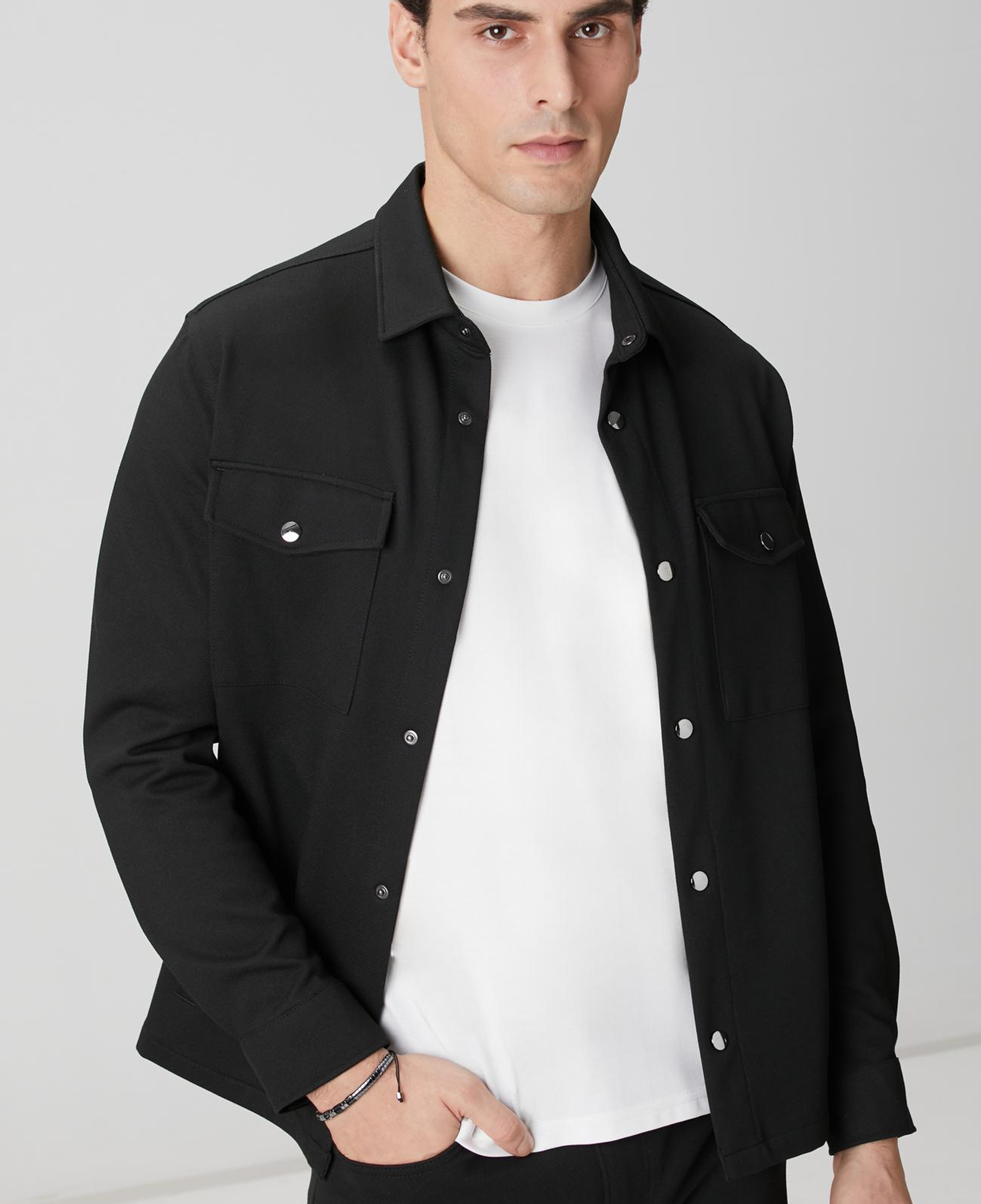 Network Erkek Siyah Diyagonal Dış Gömlek