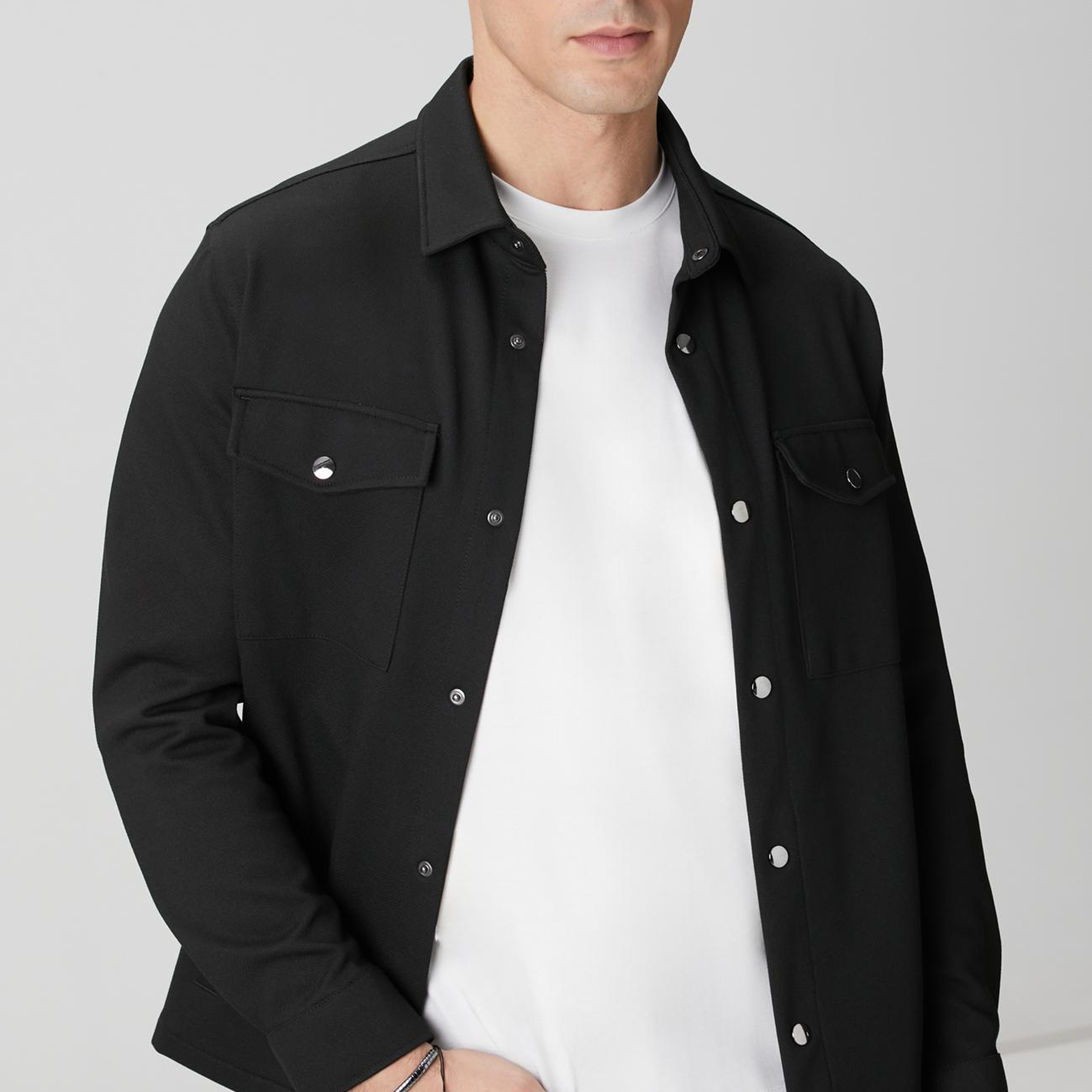 Network Erkek Siyah Diyagonal Dış Gömlek